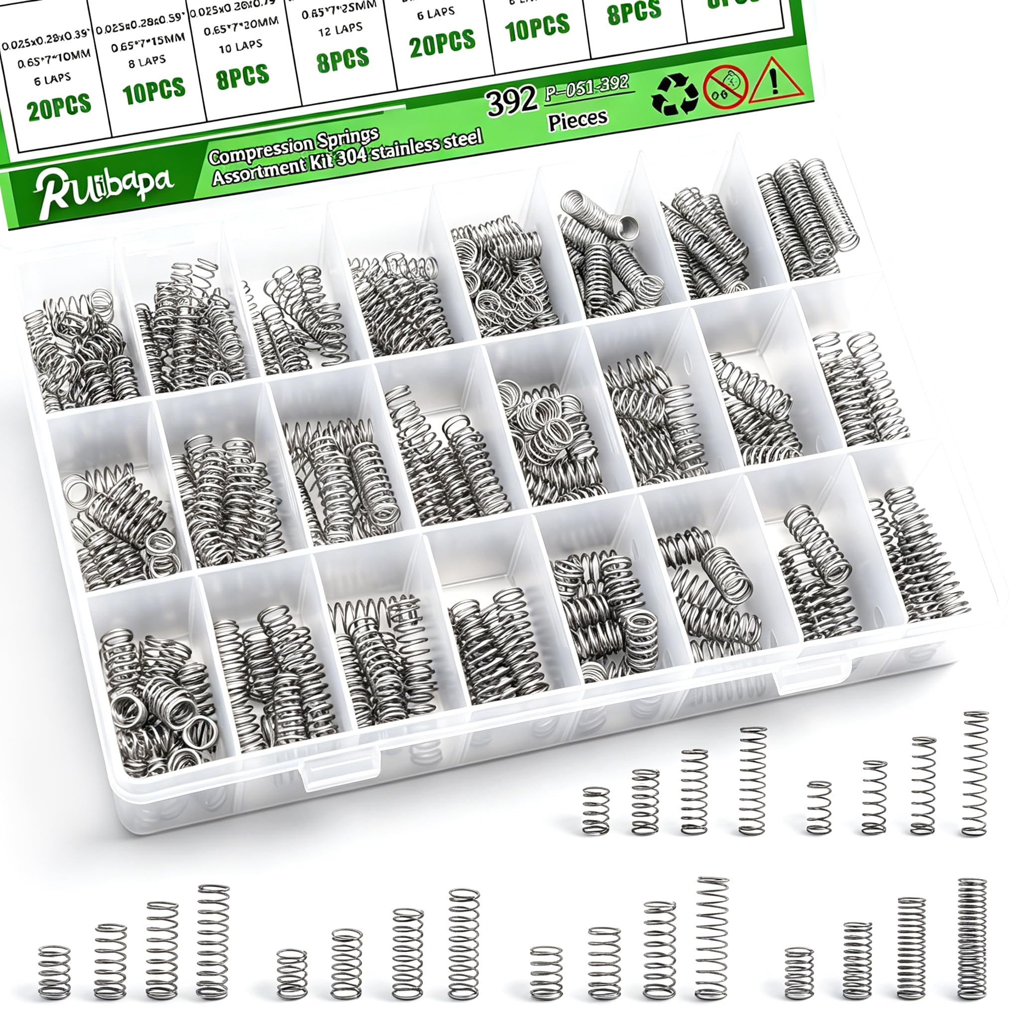 200PCS Spring Assortment Kit Zinc Plated Extension and Compression Springs Kit with 20 Different Sizes for Home Repairs & DIY — Amazon image 11