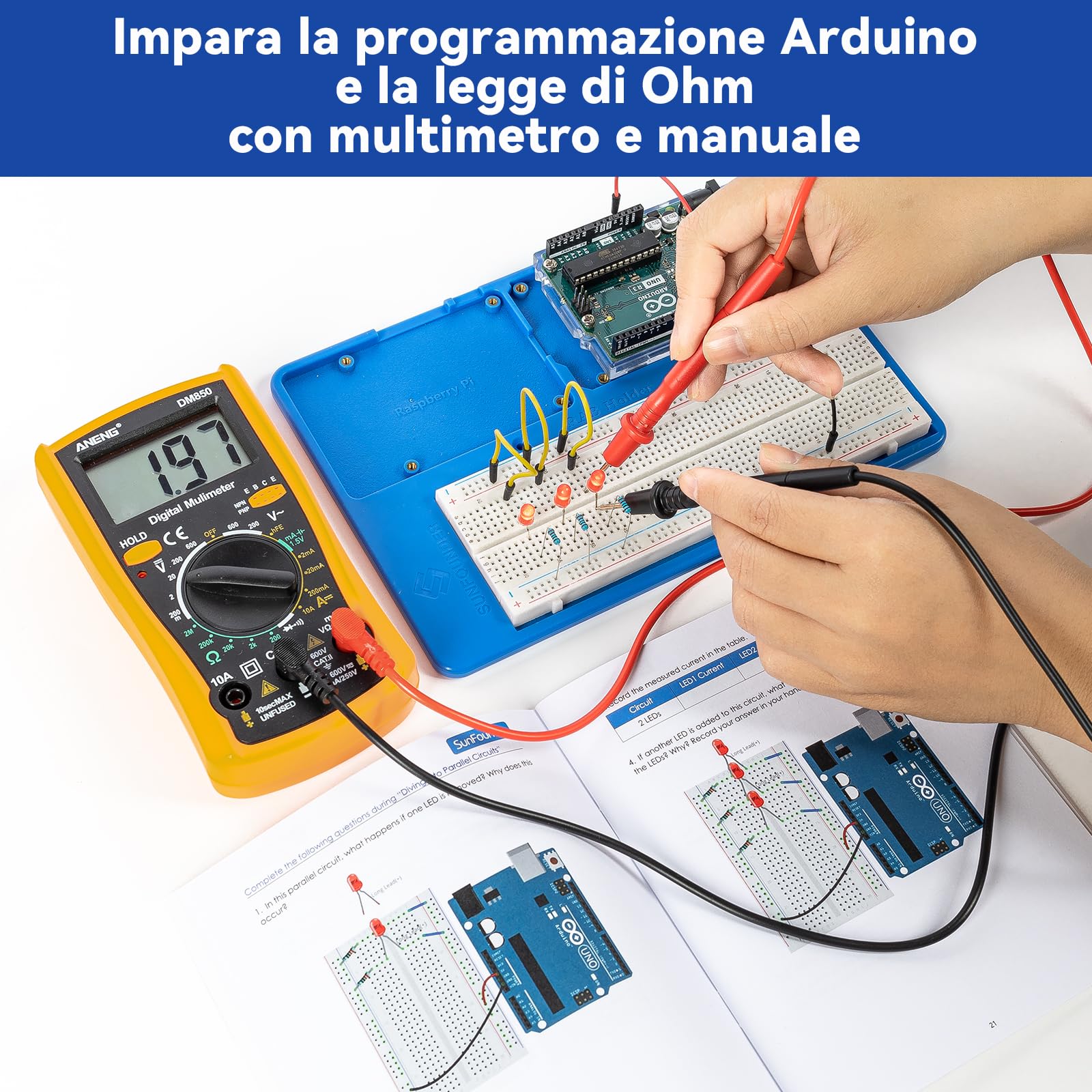 SunFounder Inventor Lab Starter Kit con Arduino Uno R3 REV3 Scheda Multimetro Base per Avanzare 34 Progetti RAB Supporto Breadboard HCSR-04 Sensore 1602 LCD Servomotore