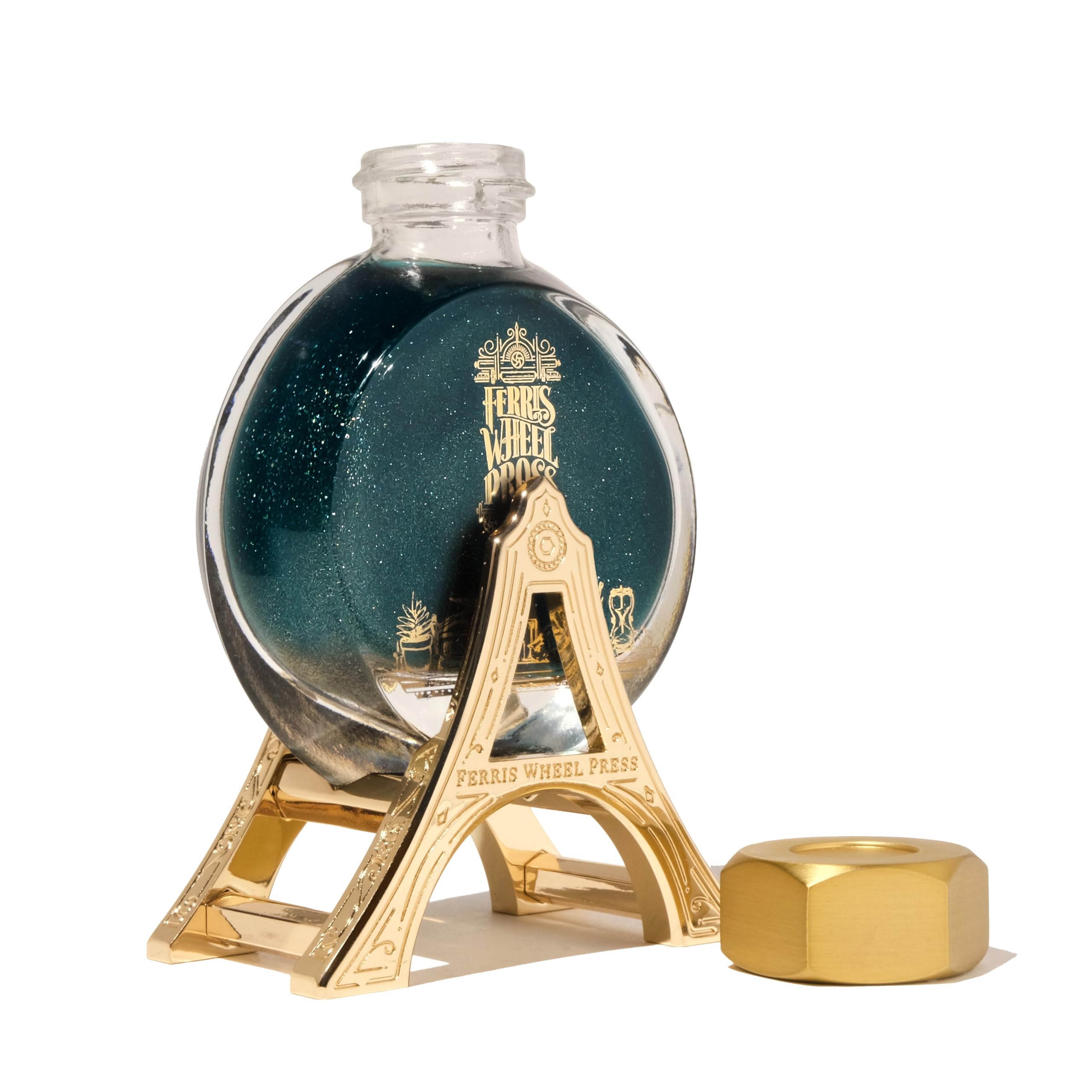 Ferris Wheel Press, Ink Carriage, Golden Polished Metal Holder for 38ml Ink Bottle