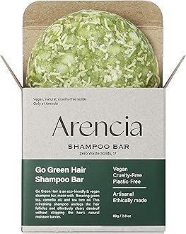 Arencia Solid Shampoo, 2.8 oz (80 g), Refreshing, Hypoallergenic, Non-Silicone, Weak Acid, Natural, Go Green Shampoo Bar