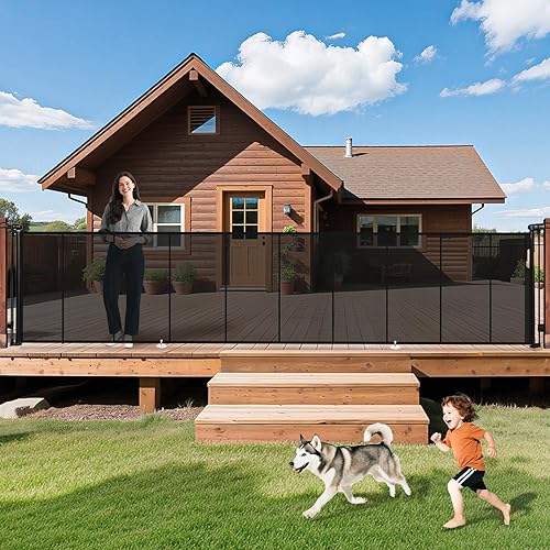 Puertas retráctiles para bebés de 236 pulgadas para perros, extra anchas, puerta de seguridad para mascotas de 42 pulgadas de alto con tiras