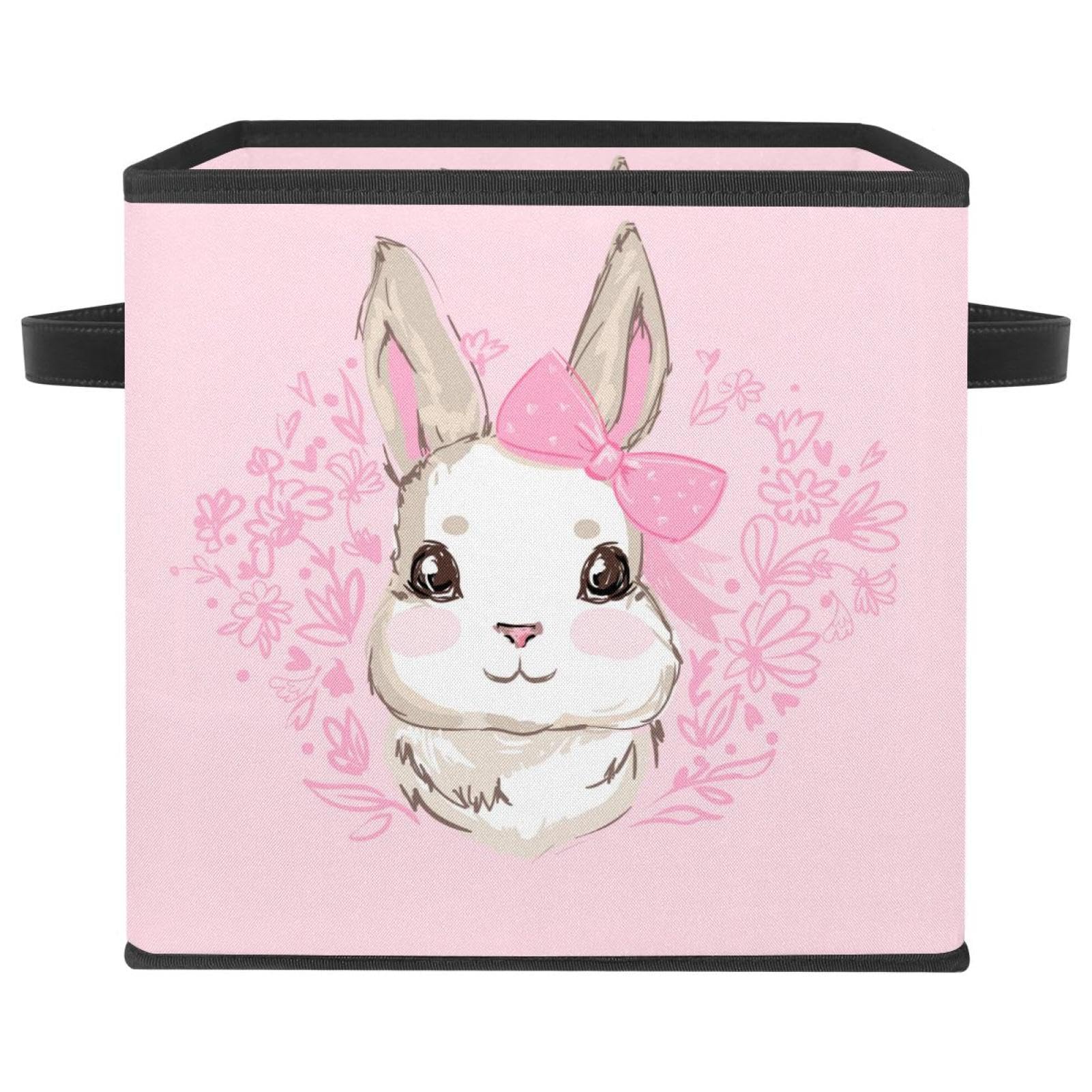 Organiseur pliable en tissu motif lapin rose pour optimiser le placard