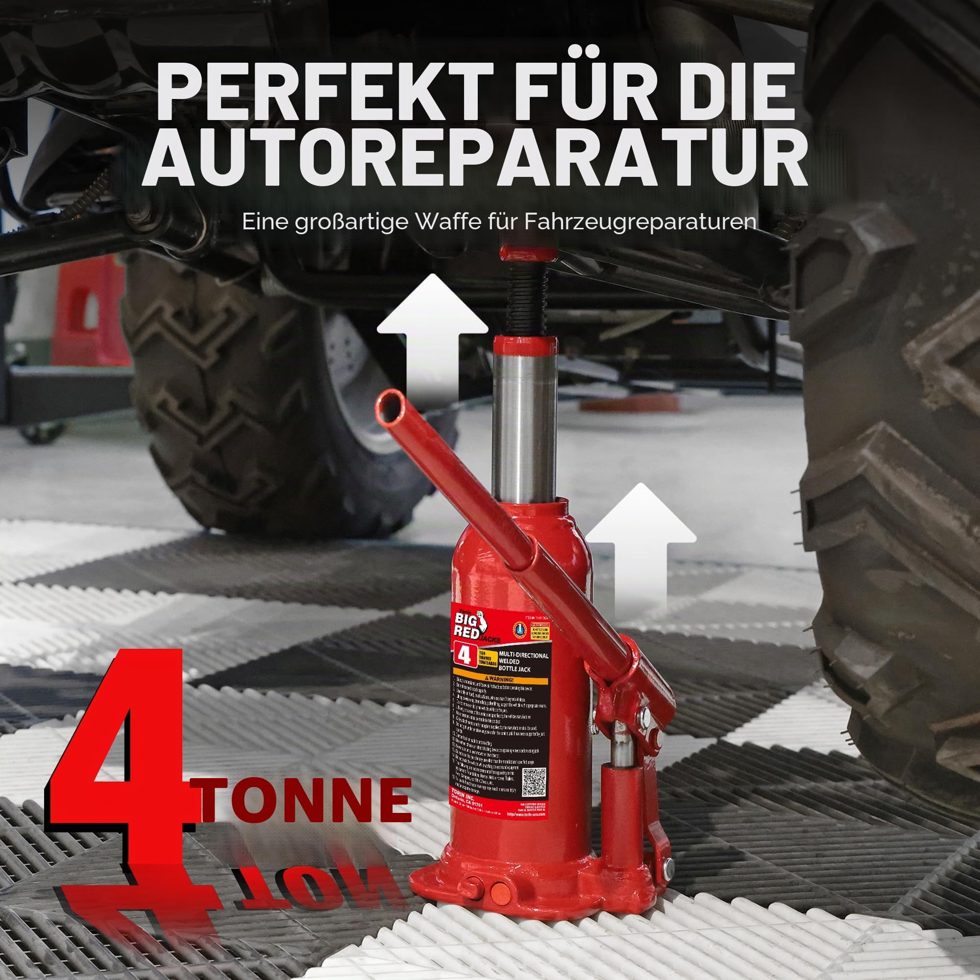 Big Red Torin T90413 Hydraulischer Wagenheber mit Tragetasche, 4 Tonnen (3,6 kg) Tragkraft