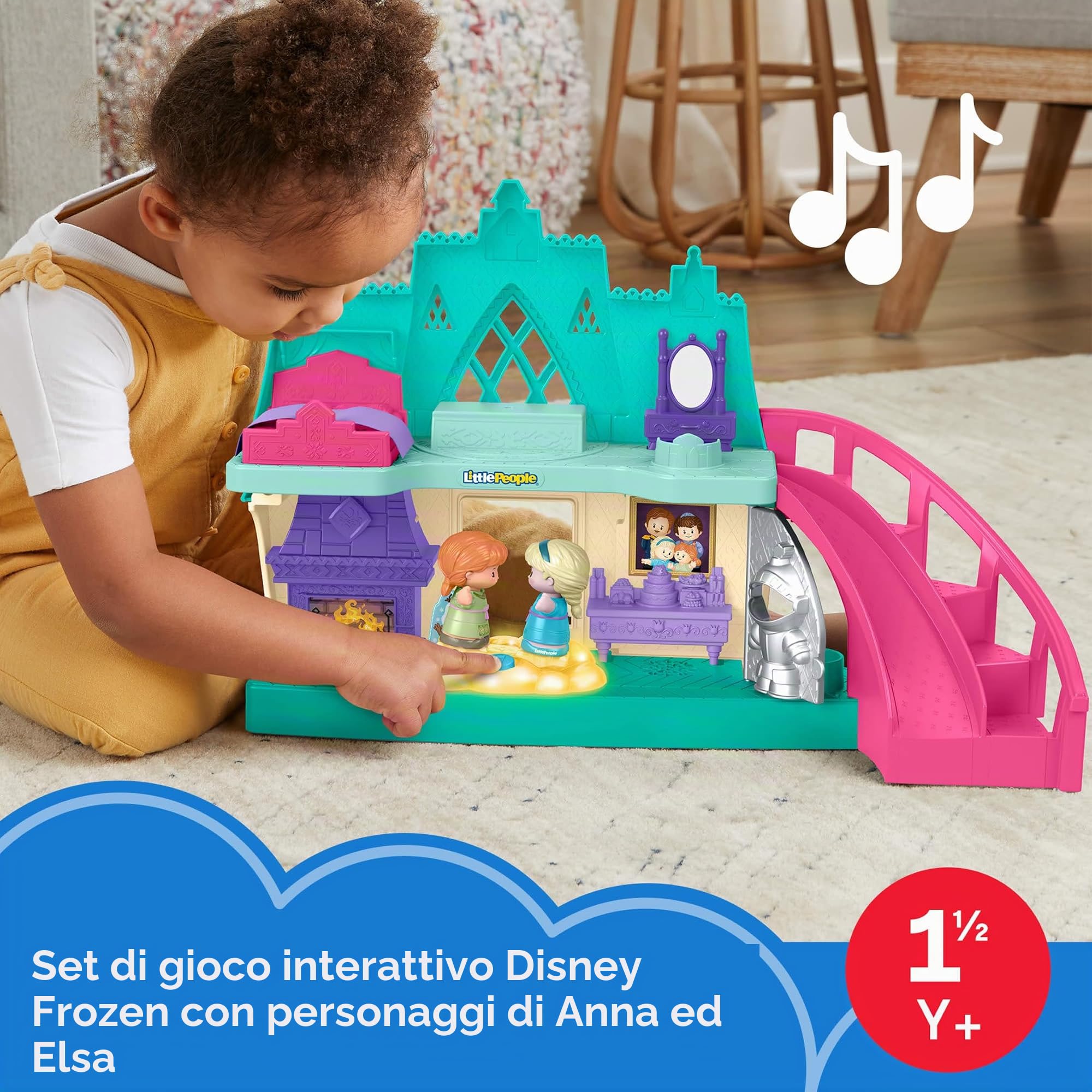 Fisher-Price Little People Disney Frozen Arendelle Castle Playset | Figure di Anna ed Elsa incluse, luci e suoni per fingere di giocare, giocattolo per bambini dai 18 mesi in su