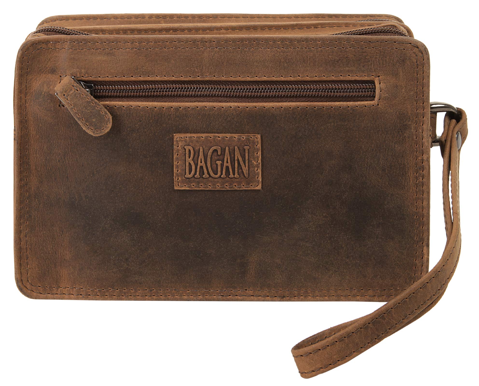 BAGAN Handgelenktasche Echt Leder Herren | Vintage Clutch mit Smartphone-Fach | kompakte Abendtasche | Mini-Tasche mit Handschlaufe | 020347