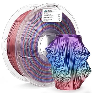 AMOLEN 3D Printer Filament, Silk PLA Filament 1.75mm, Shiny Cosmic Rainbow PLA 3D Printing Filament, 1kg