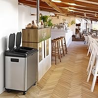 Vista 5 de iTouchless Bote de basura de cocina con sensor 2.0 de 16 galones, con doble compartimiento, con ruedas, de acero inoxidable, automático, de 8