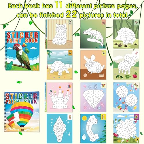 Vista 45 de 90shine 2 libros de calcomanías para niños de 4 a 8 años, diseños temáticos de zoológicos para mascotas, regalo de fiesta, crea 22 imágenes