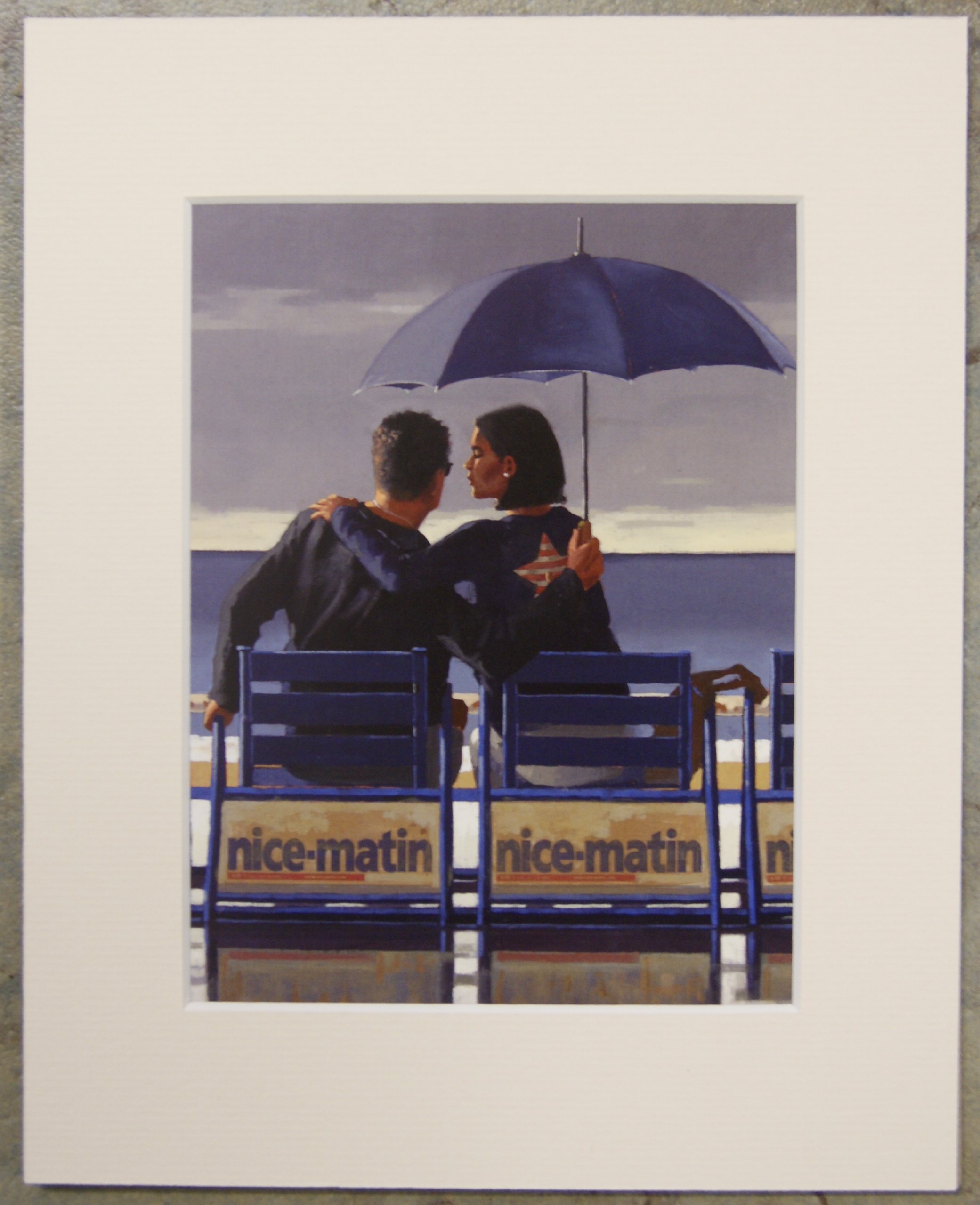 Blue Blue by Jack Vettriano Mounted Art Print Picture (10" x 8" - 25cm x 20cm) Unframed