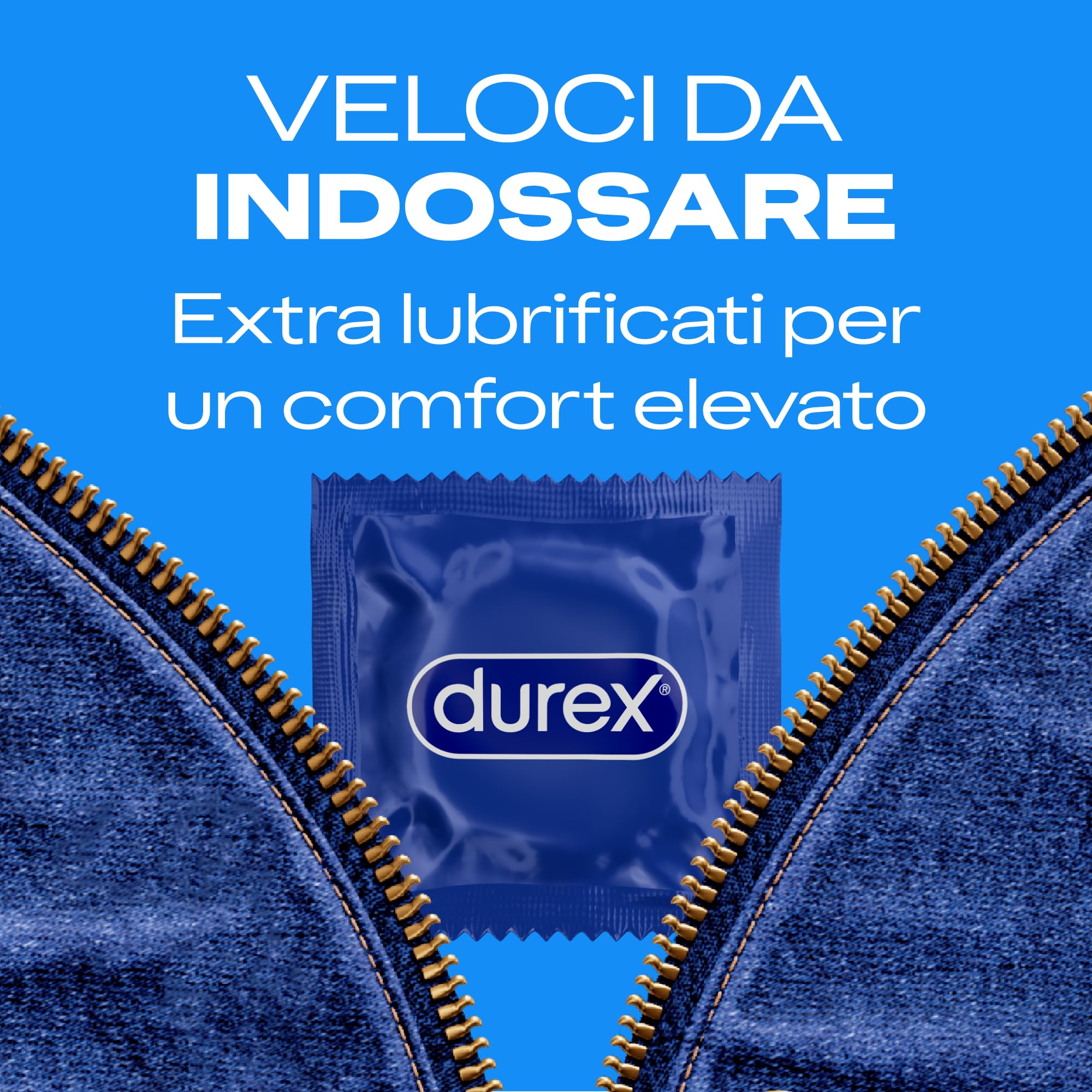 Durex Settebello Jeans, Preservativi Durex Classici, Formato Convenienza, Vestibilità Regular, 120 Profilattici