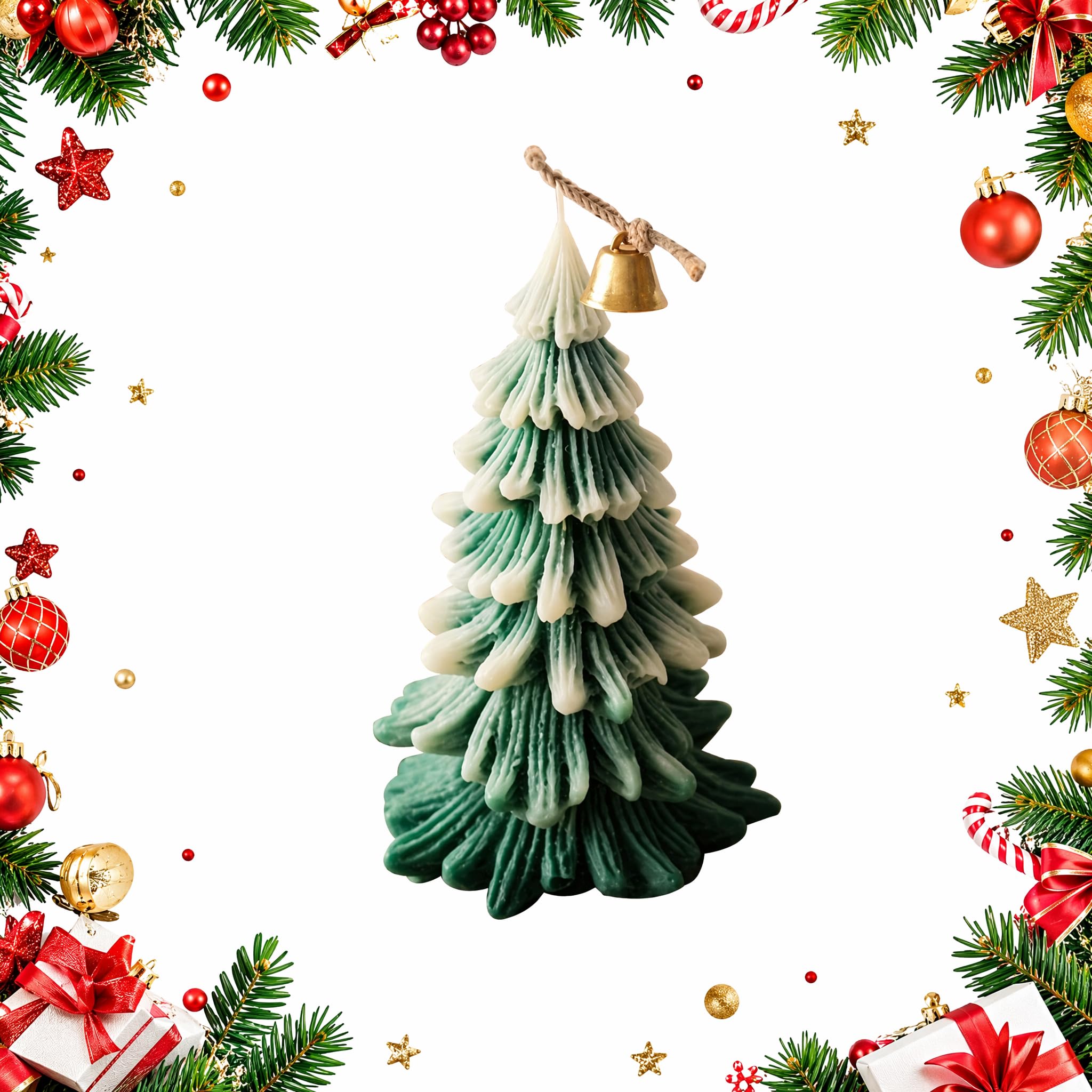 Mini Christmas Tree Shaped Candle Handmade Soy Wax Festive Scented Tealight
