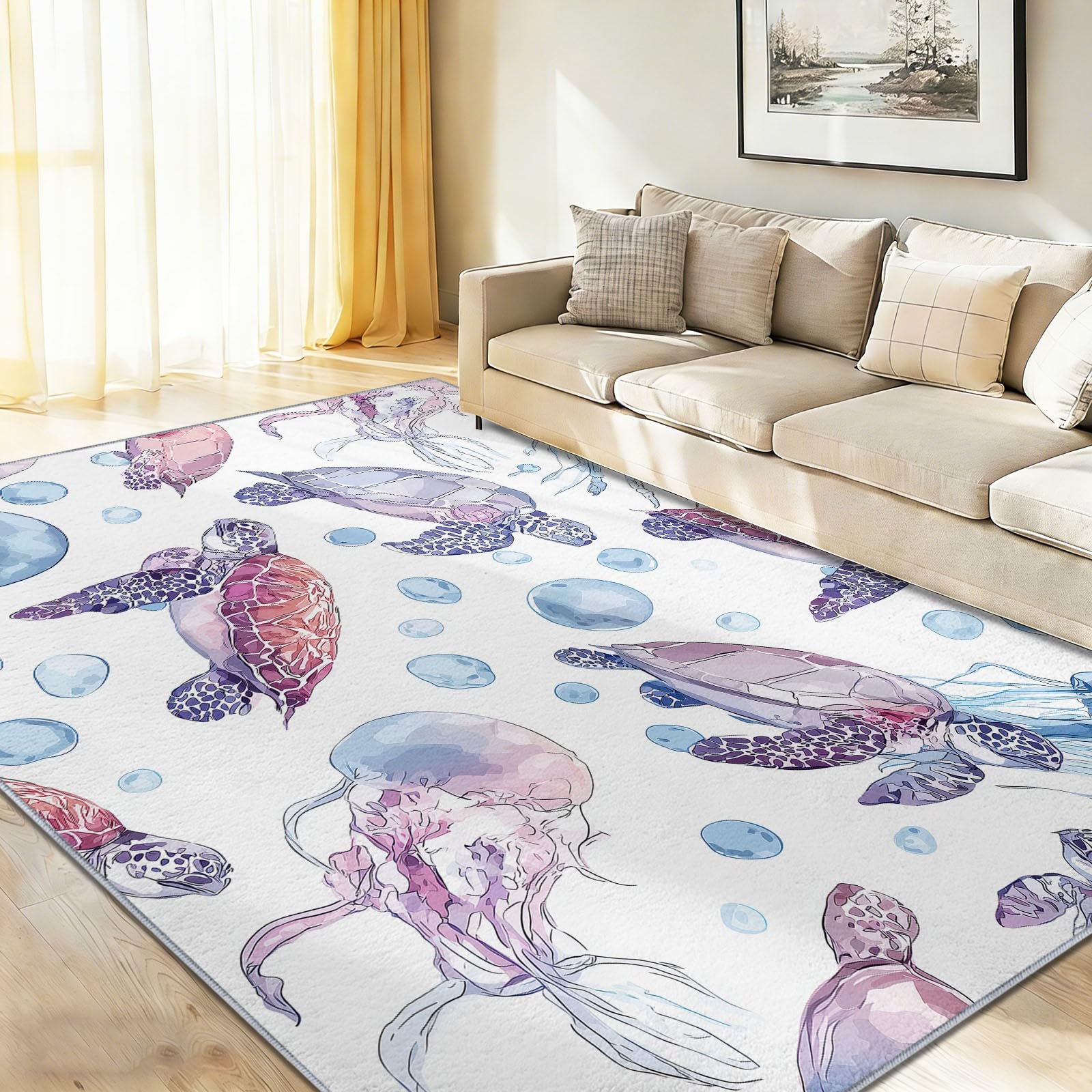 Generico Tappeto Lavabile in Lavatrice - 90 x 150 cm Tappeto Antiscivolo & Pelo Corto, Pratico e Facile da Pulire, Ideale per Soggiorno, Cucina e Aree ad Alto Traffico