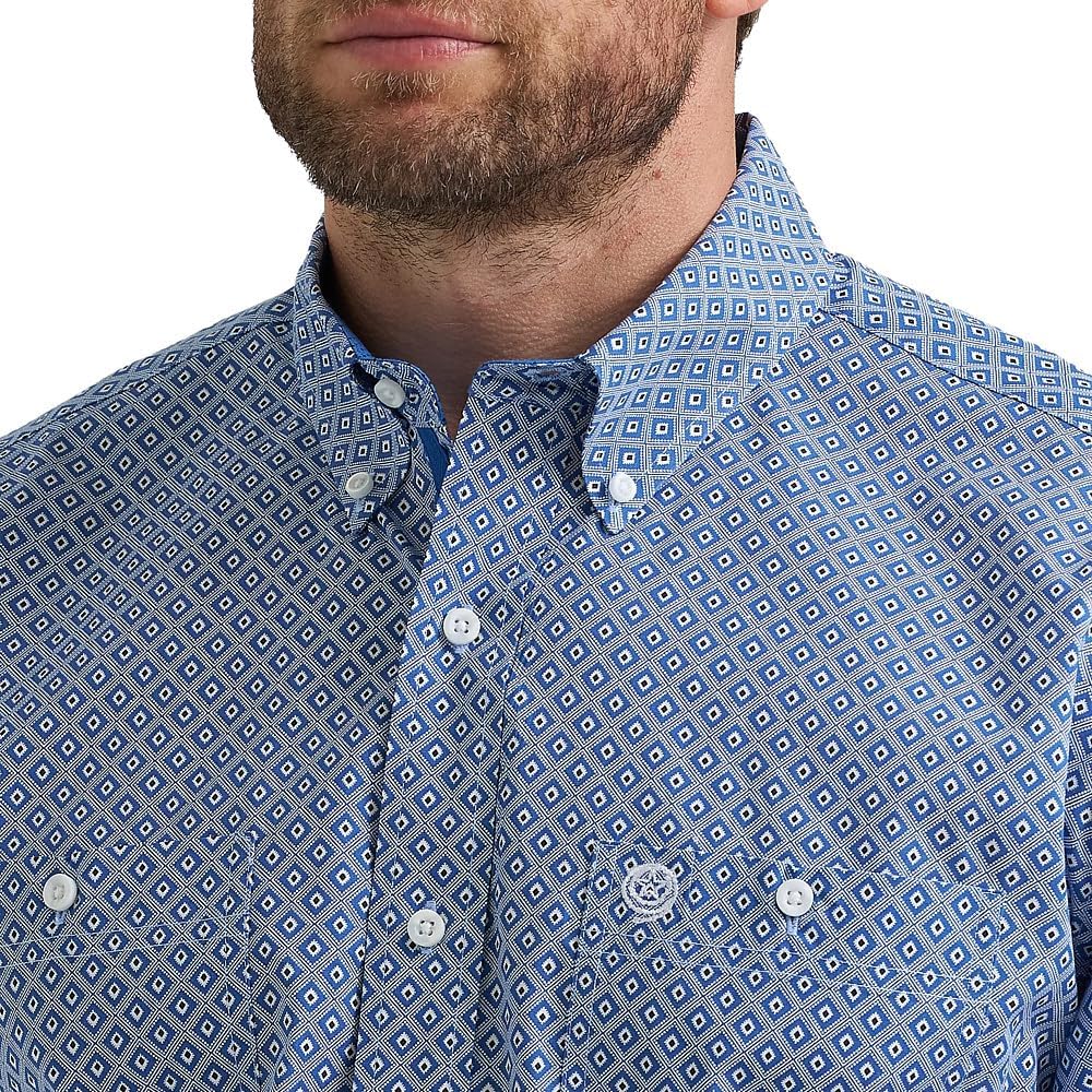 Wrangler Men's George Strait Blue Printed Shirt