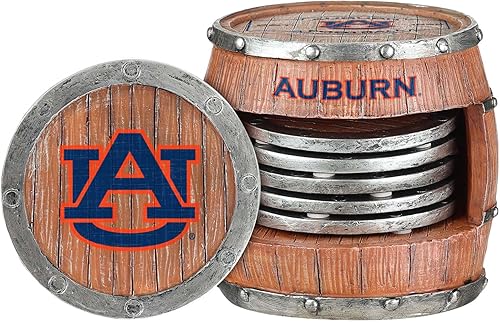 FOCO NCAA College Team Logo 5-Pack Barrel Beverage Drink Coaster Set