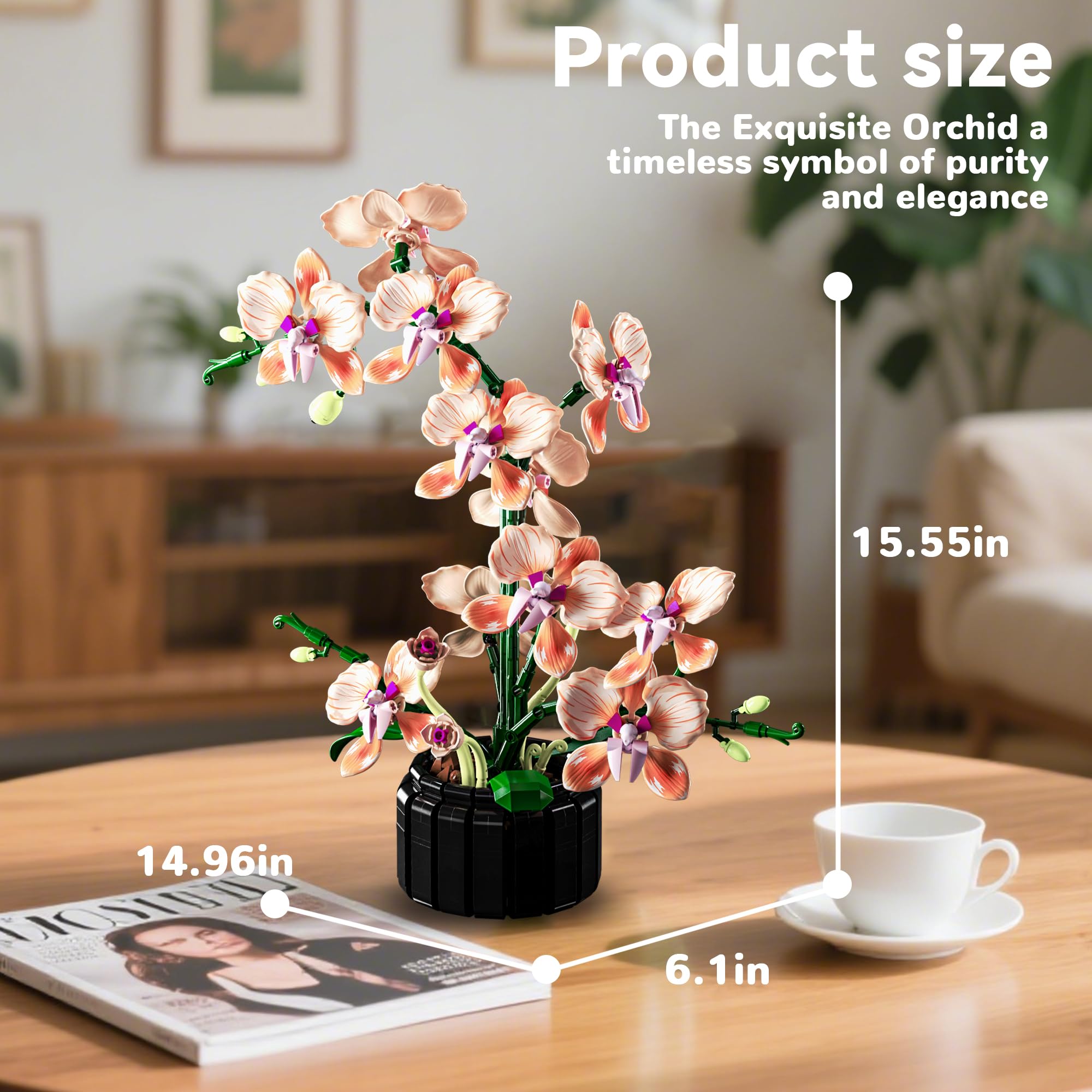 Amazon.com: Nayihoop Orchid Building Sets Artificial Flowers Plant