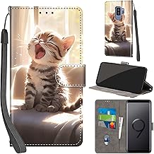 Cover per Samsung Galaxy S9 Plus Case PU Pelle Custodia [Kickstand] [Chiusura magnetica] [Slot per Schede], Portafoglio Flip Custodia per Samsung S9 Plus,Gatto