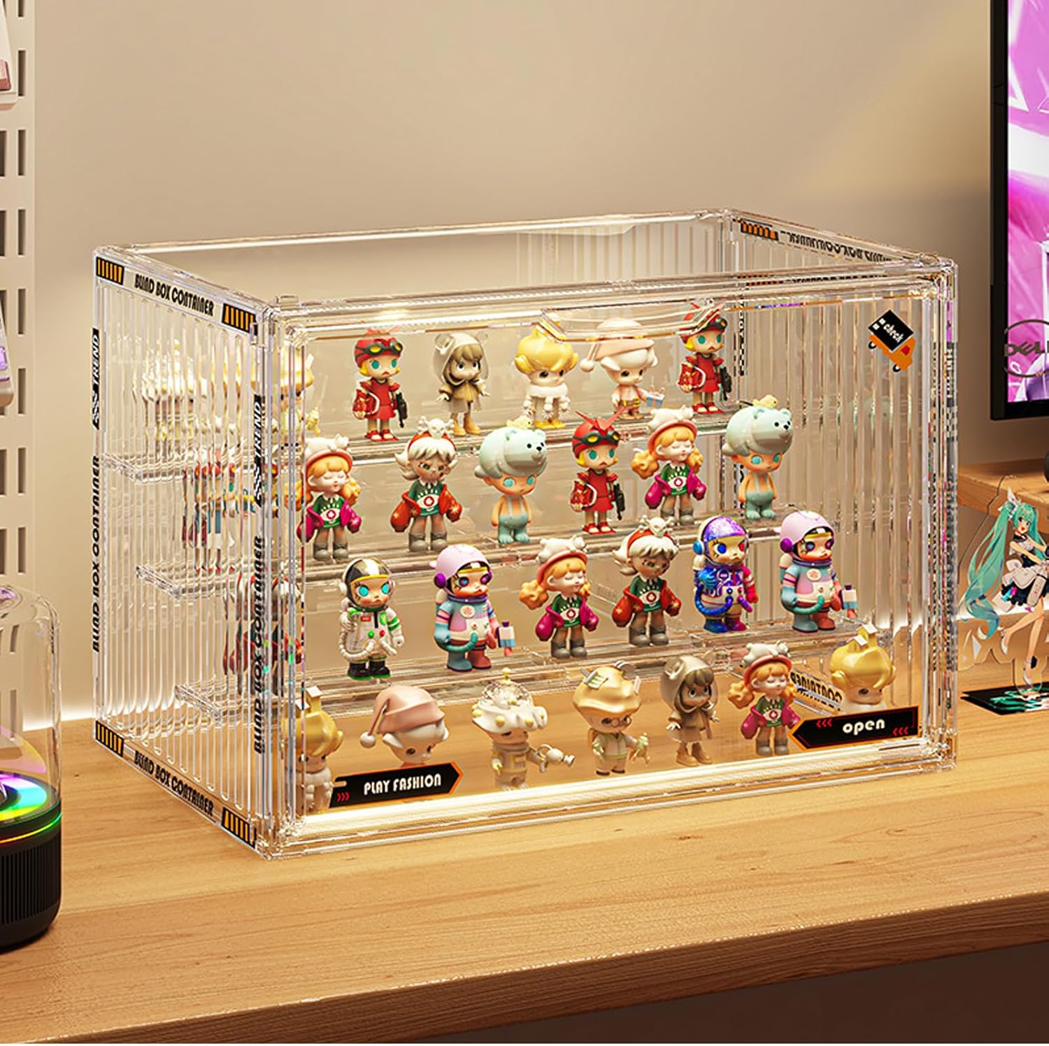 4 Tiers Clear Display Case for Figures, Acrylic Storage Organizer Box with Magnetic Door - Large dustproof Display case Suitable for Collectible Action Figures