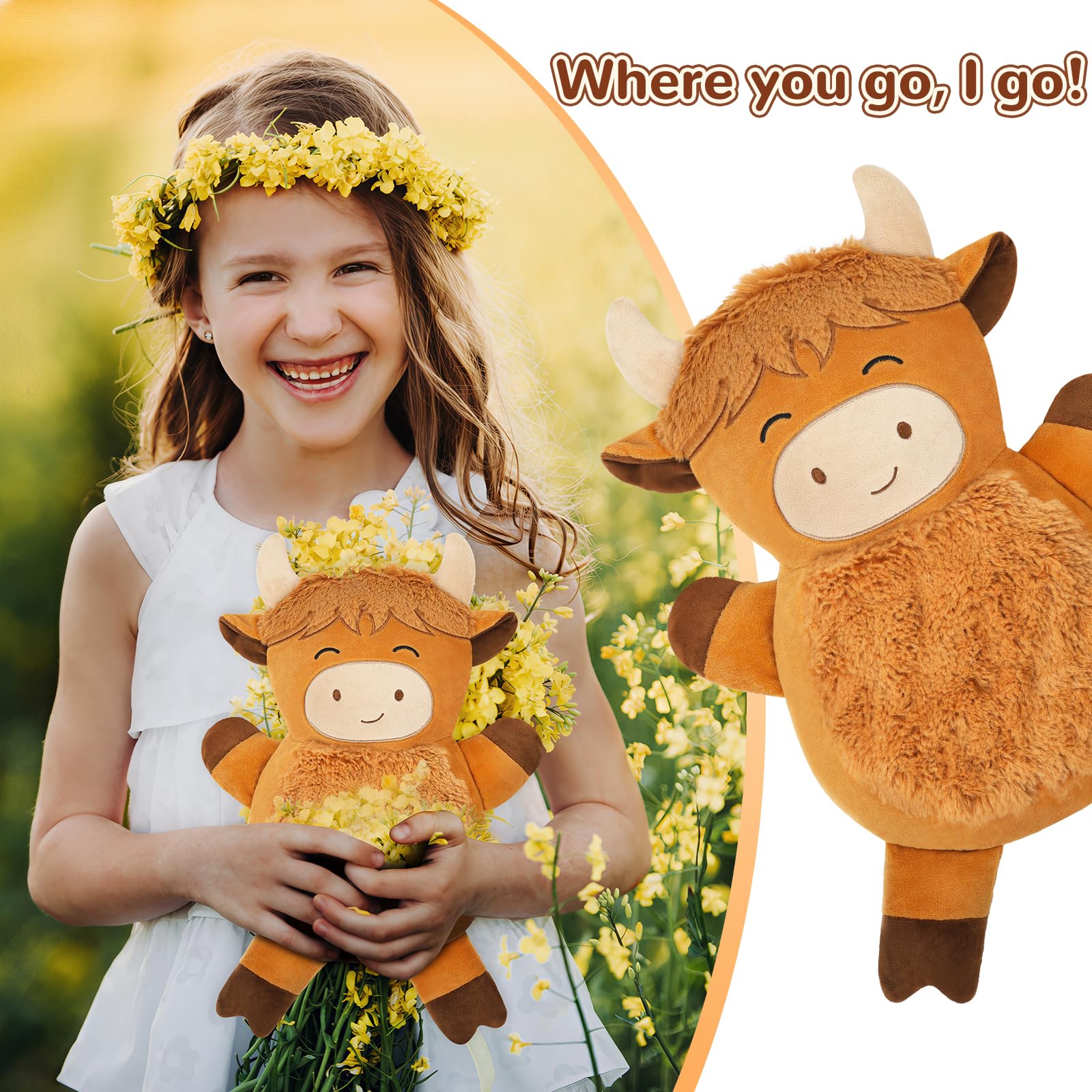 Microwave Heating Pad for Cramps Pain Relief, 19 * 9" Microwavable Heating Pads for Back, Neck Shoulder, Cute Microwave Heating Pad Stuffed Animal, Moist Heat Pack, Lavender: Highland Cow-1