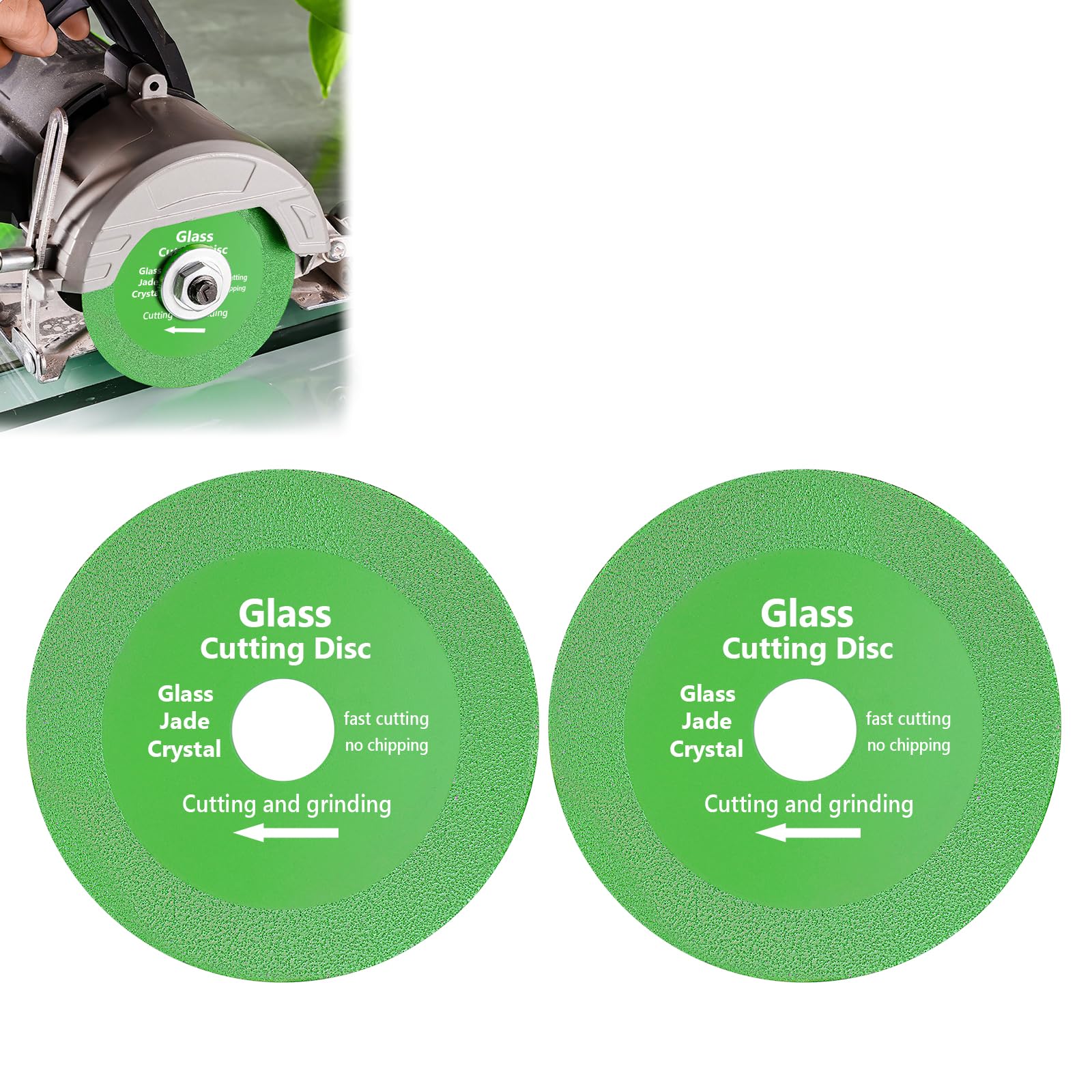 Flintronic Glass Cutting Disc, 2PCS 100mm Diamond Saw Cutting Blade Angle Grinder Glass Tile cutting And Polishing
