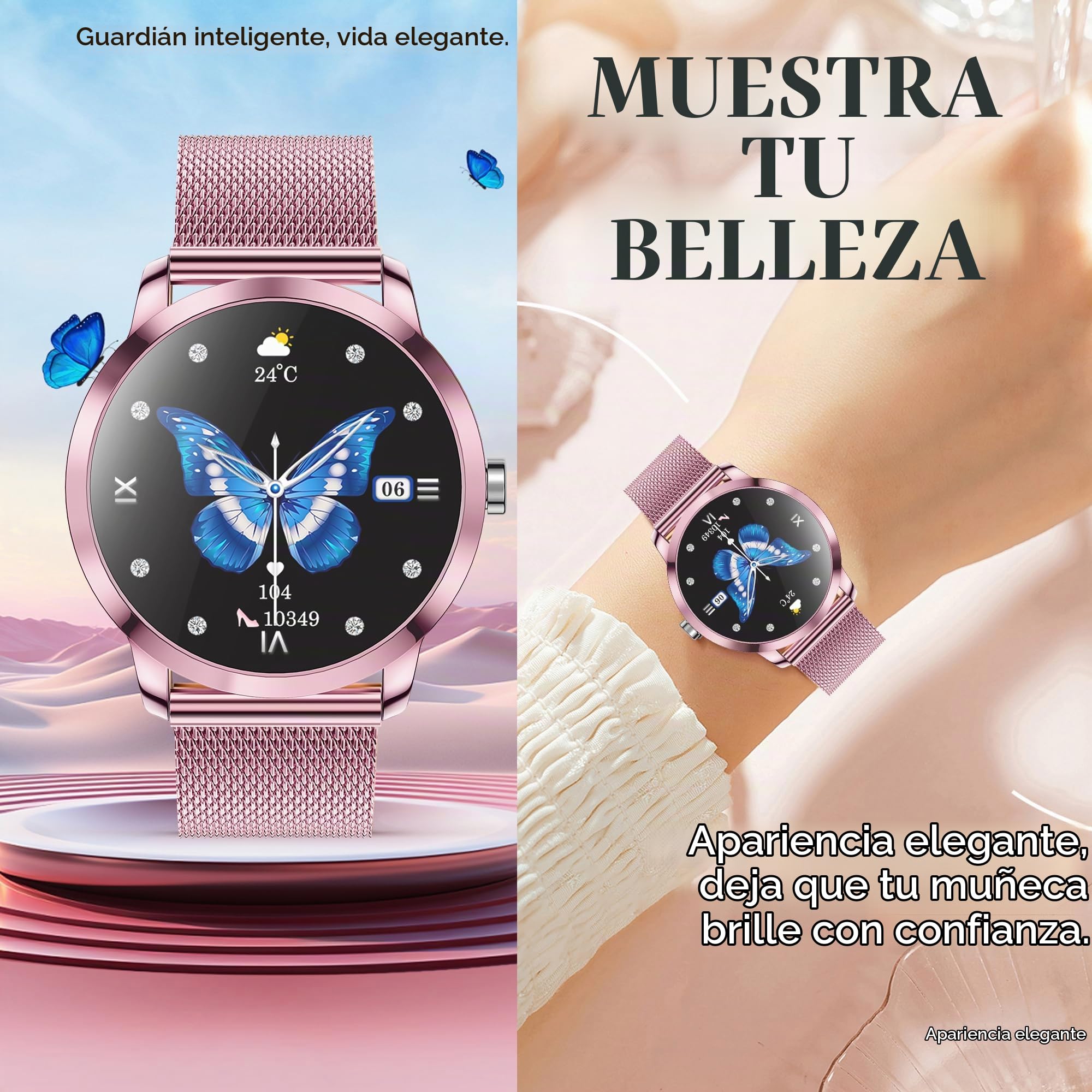 ZPIMY Reloj Inteligente Mujer con Llamada y Whatsapp, 1,09" IP68 Impermeable Reloj Smartwatch 123 Deportivo Mujer con Monitor Sueño, Oxígeno Sanguíneo, Podómetro, Pulsómetro Android iOS (Rosa)