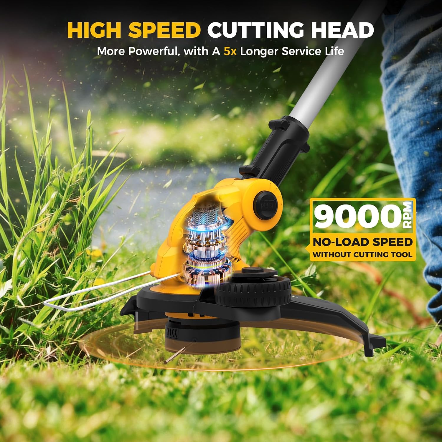 Cordless String Trimmer Compatible with Dewalt 20V MAX Battery (Tool Only)