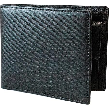 Amazon Co Jp Tlage Amazon限定ブランド 財布 メンズ 二つ折り カーボンレザー 牛革 小銭入れ カード6枚 オールインワン Black シューズ バッグ