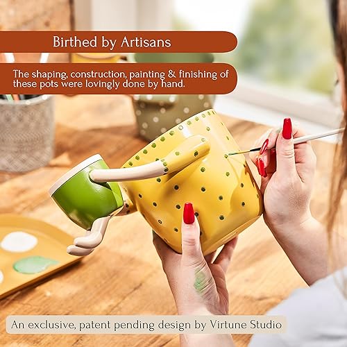 Miniatura 4 de VIRTUNE Adorables macetas de interior. Maceta de 5 pulgadas y maceta pequeña para suculentas de 2 pulgadas con drenaje. Macetas de interior, macetas