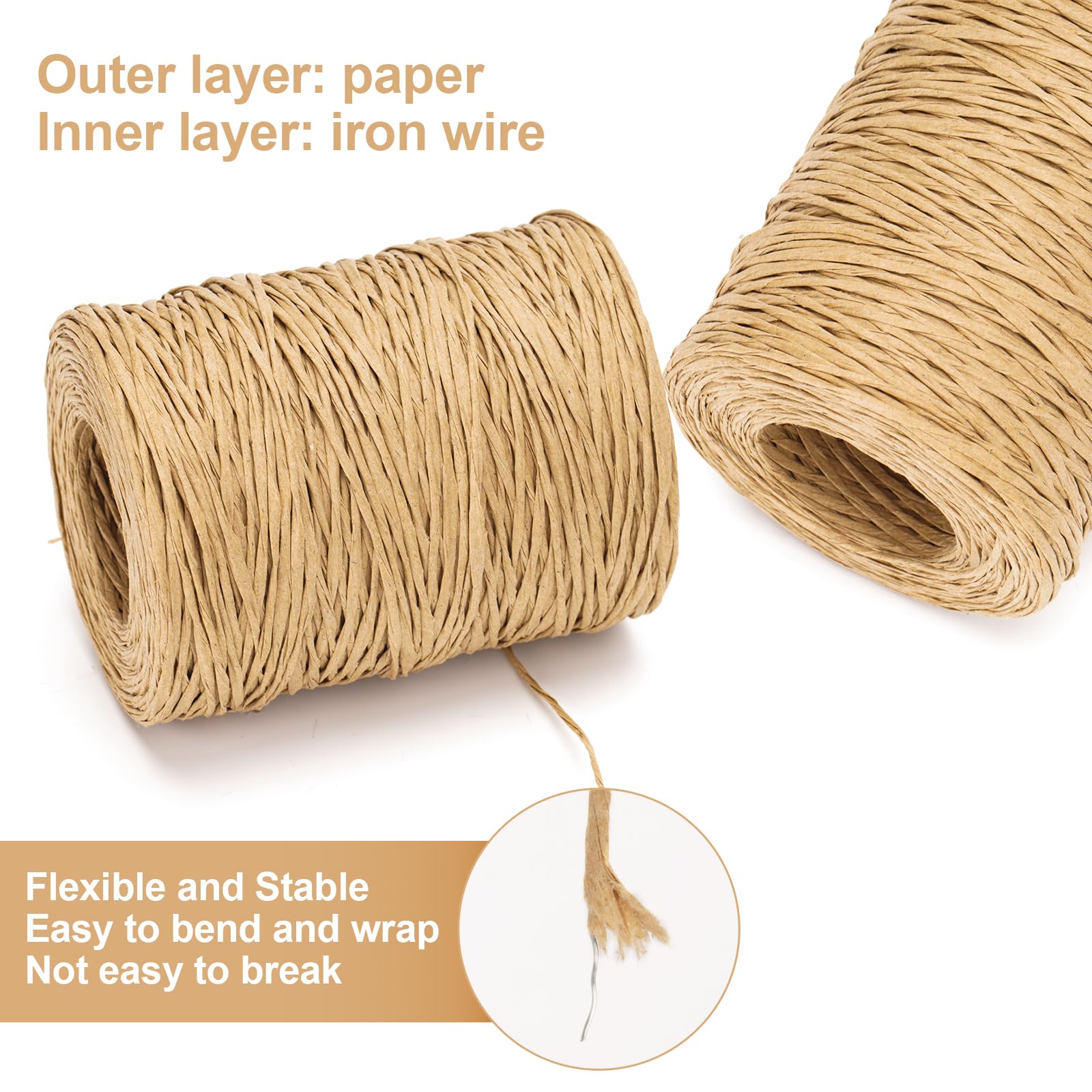 KINGLAKE Florist Wire for Wreath Making Light Brown, 2mm Paper Covered - Image 3