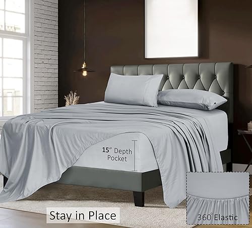 Miniatura 14 de Ruvanti - Juego de sábanas de tamaño matrimonial, sábanas refrescantes de microfibra cepillada extrasuave 1800. Juego de sábana de lujo que incluye