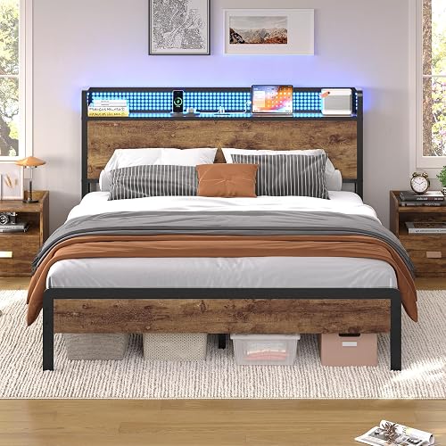 Lit 140x200 avec Sommier et Rangement, Cadre de Lit 140x200