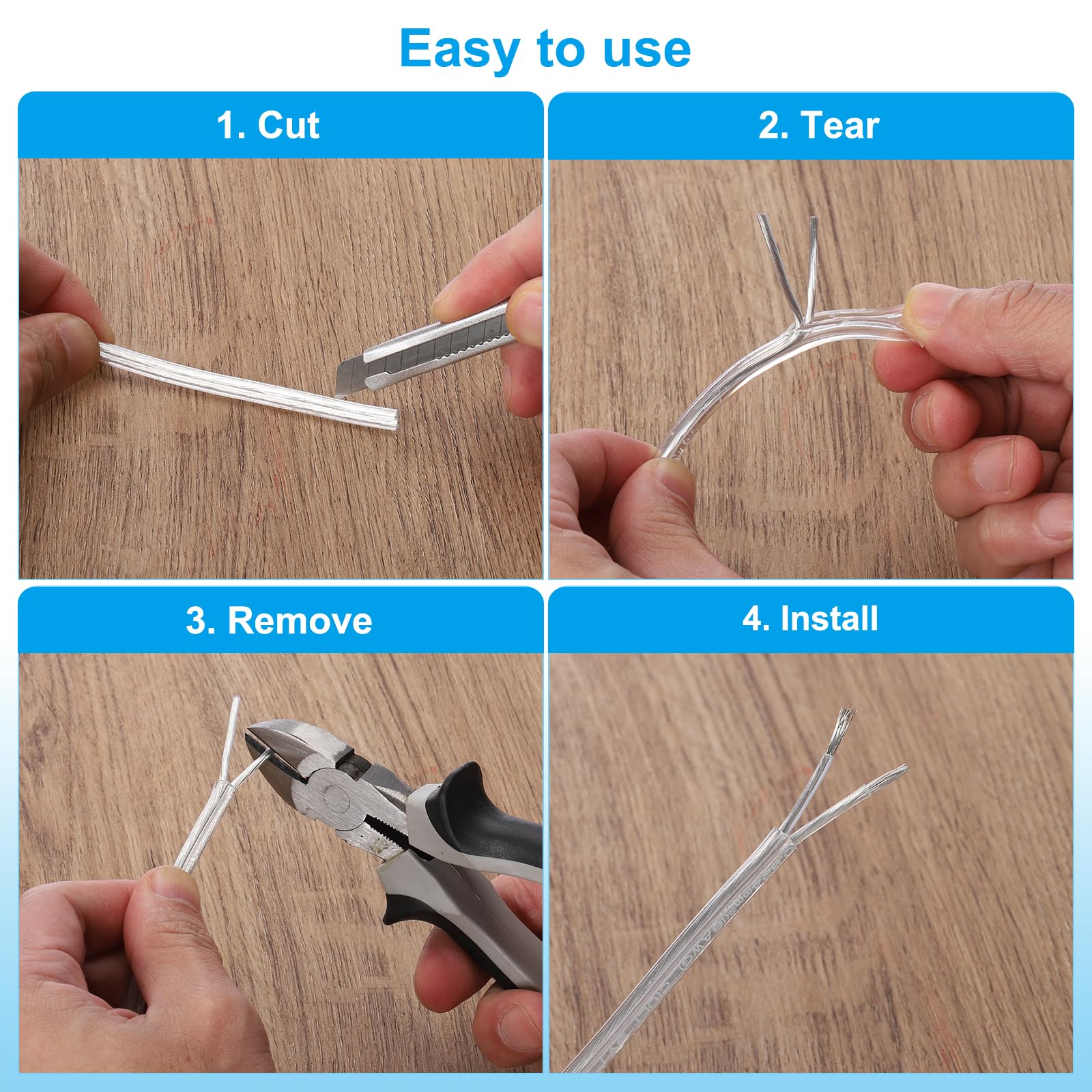 PATIKIL Cable de PVC de 66 Pies (20 Metros) 18/2 Cubierto, Cable Redondo SVT de 300V Aislado Resistente al Calor para Cable de Lámpara Led, Transparente, Certificado UL