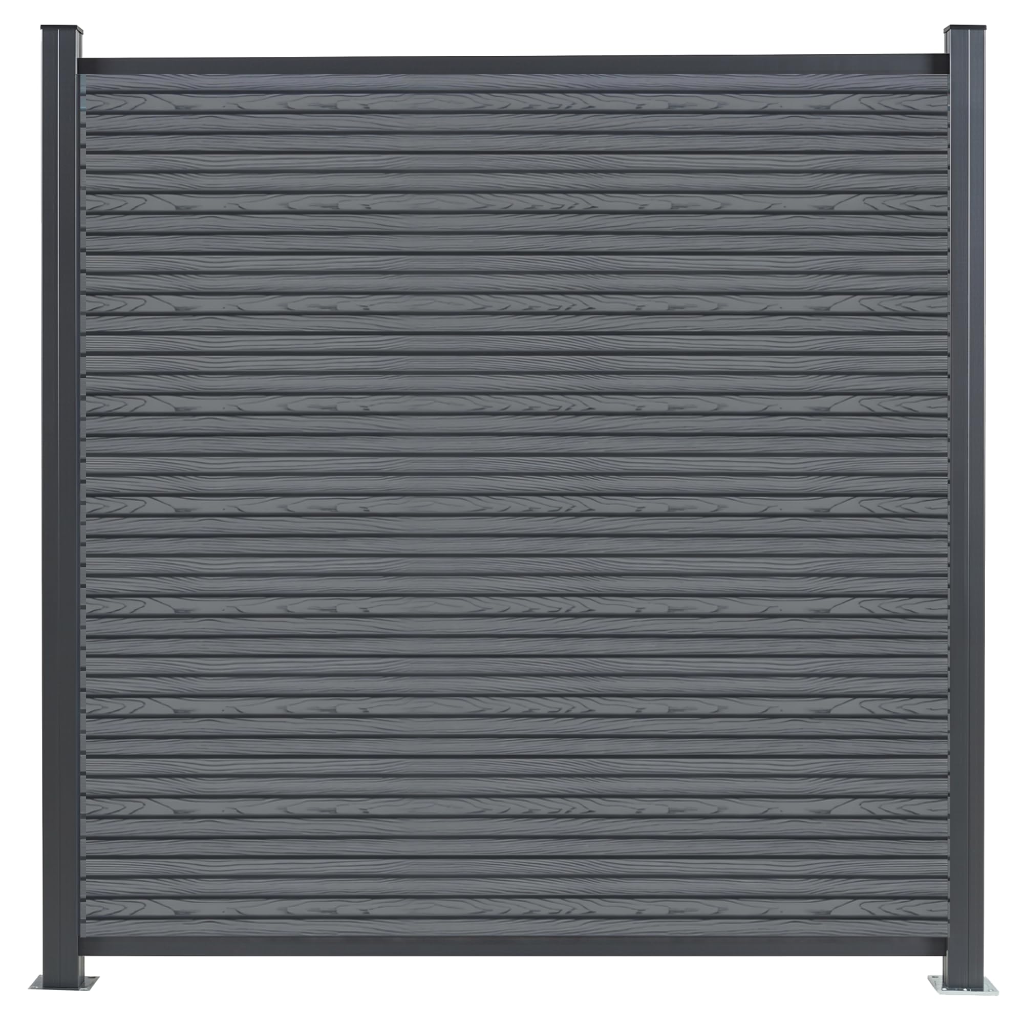 WPC Sichtschutzzaun Komplettset Anthrazit 180x185cm Alu-Pfosten