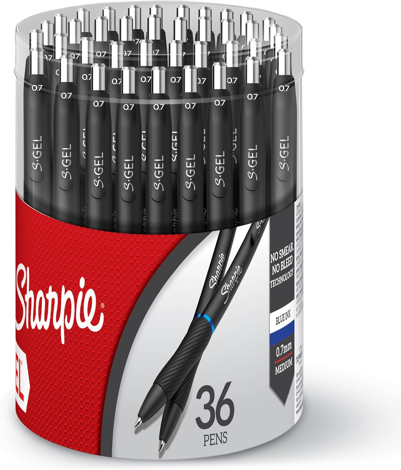 Sharpie Gel Pens, Gel Pens, Medium Point (0.7mm), Blue Ink Gel Pen, 36 Count