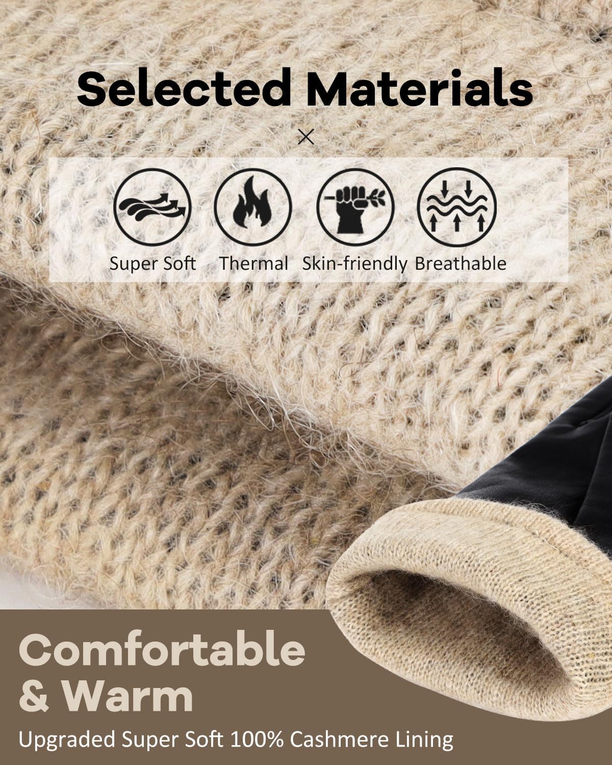 Aegend Winter Gloves Women Warm Leather Gloves, Full Hand Touchscreen Winter Gloves for Driving&Outdoor - Image 2