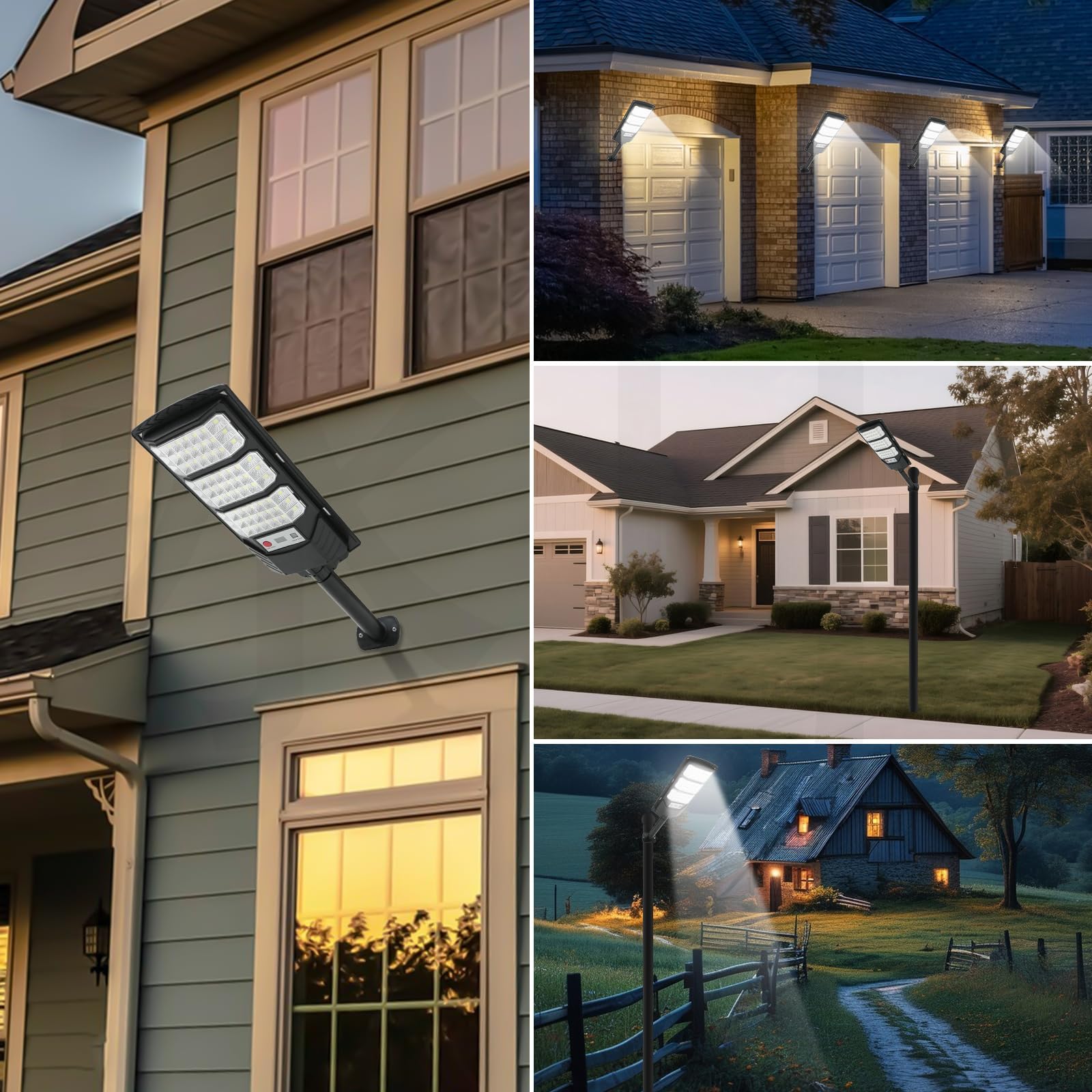 Solarlampen für Außen 4 Stück,500W LED Solarleuchte mit Bewegungssensor und Fernbedienung,Solar-Straßenleuchten für Außen IP66 Wasserdichte Solar-Wandleuchte für Garten Garage
