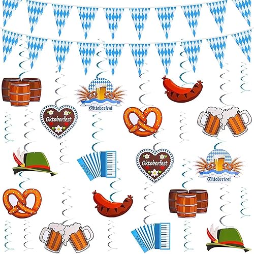 Juego de decoraciones de fiesta de Oktoberfest que incluye 2 banderines divertidos de Oktoberfest y 30 unidades de decoración de Oktoberfest