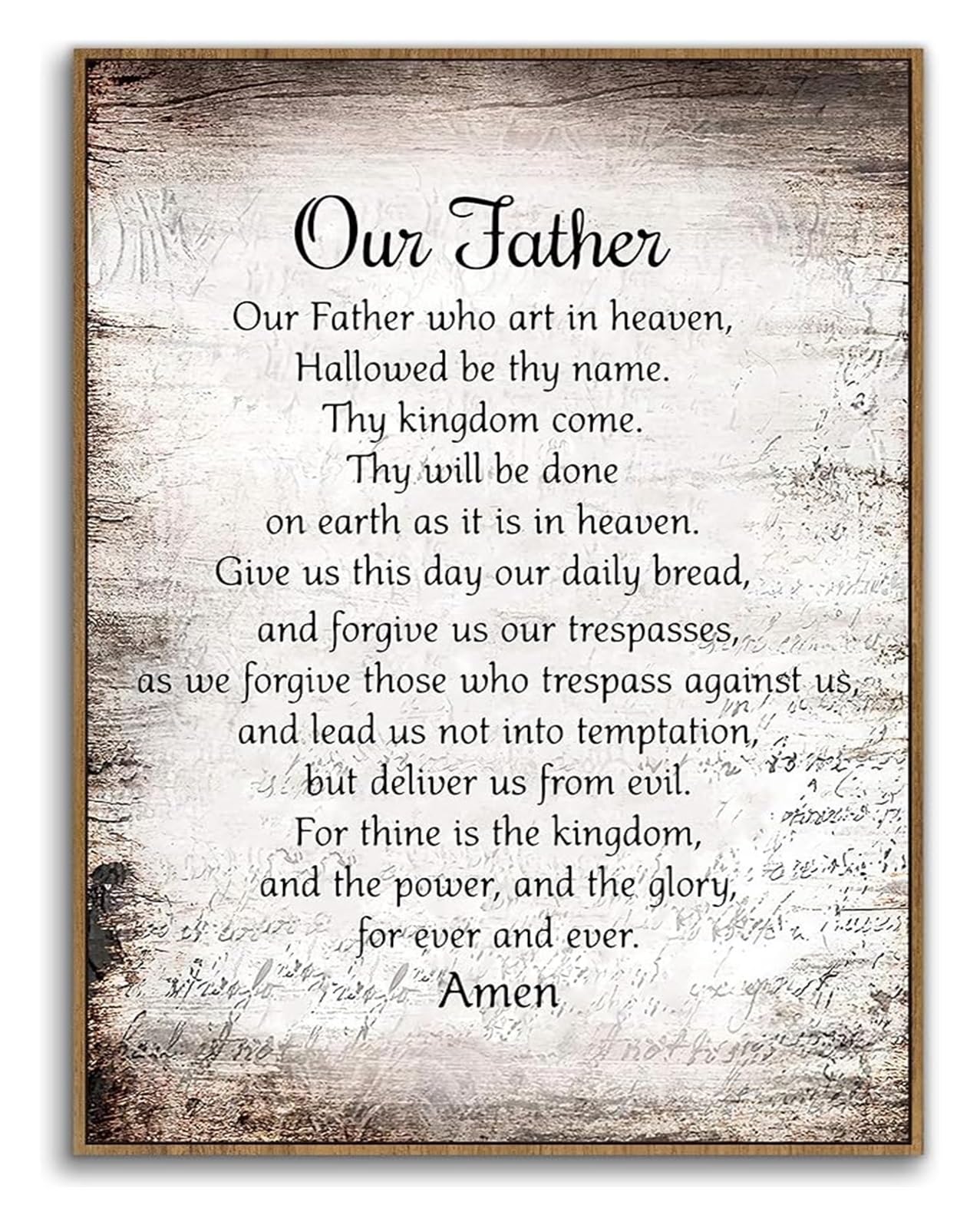 HGETJOHXEM Prayer Room Church Decor Our Father Prayer Wall-Art Christian The Lords Prayer Inspirational Quotes Bible Verse Scripture Print Canvas Painting(Framed,08x12inch(20x30cm))