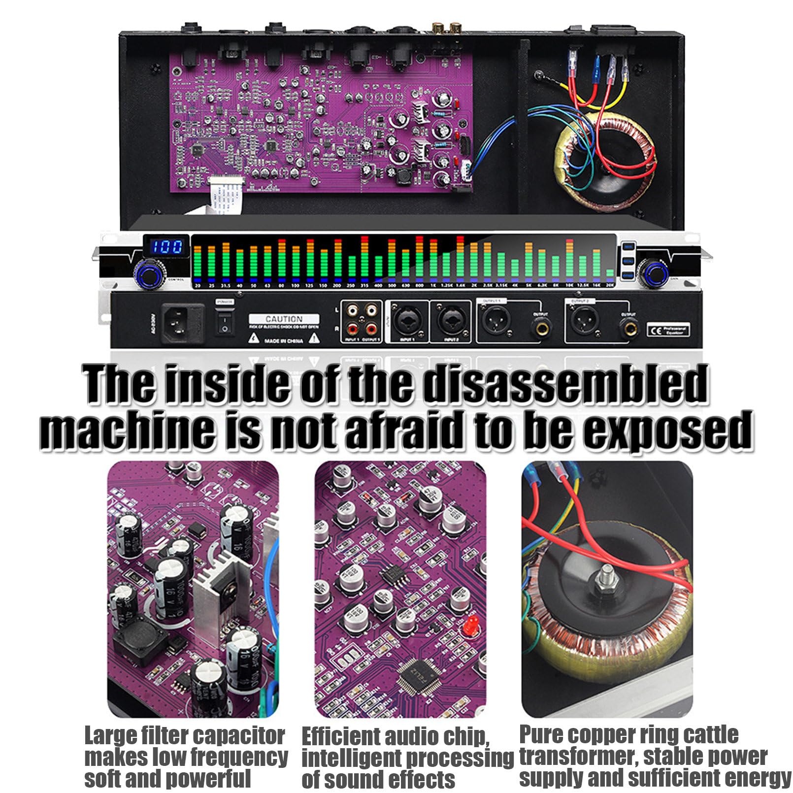 Equalizzatore Grafico, Controller di Effetti bilanciati a 31 Bande, processore Mixer Digitale DJ, eliminatore di Feedback DSP, Produzione Live migliorata sul palco