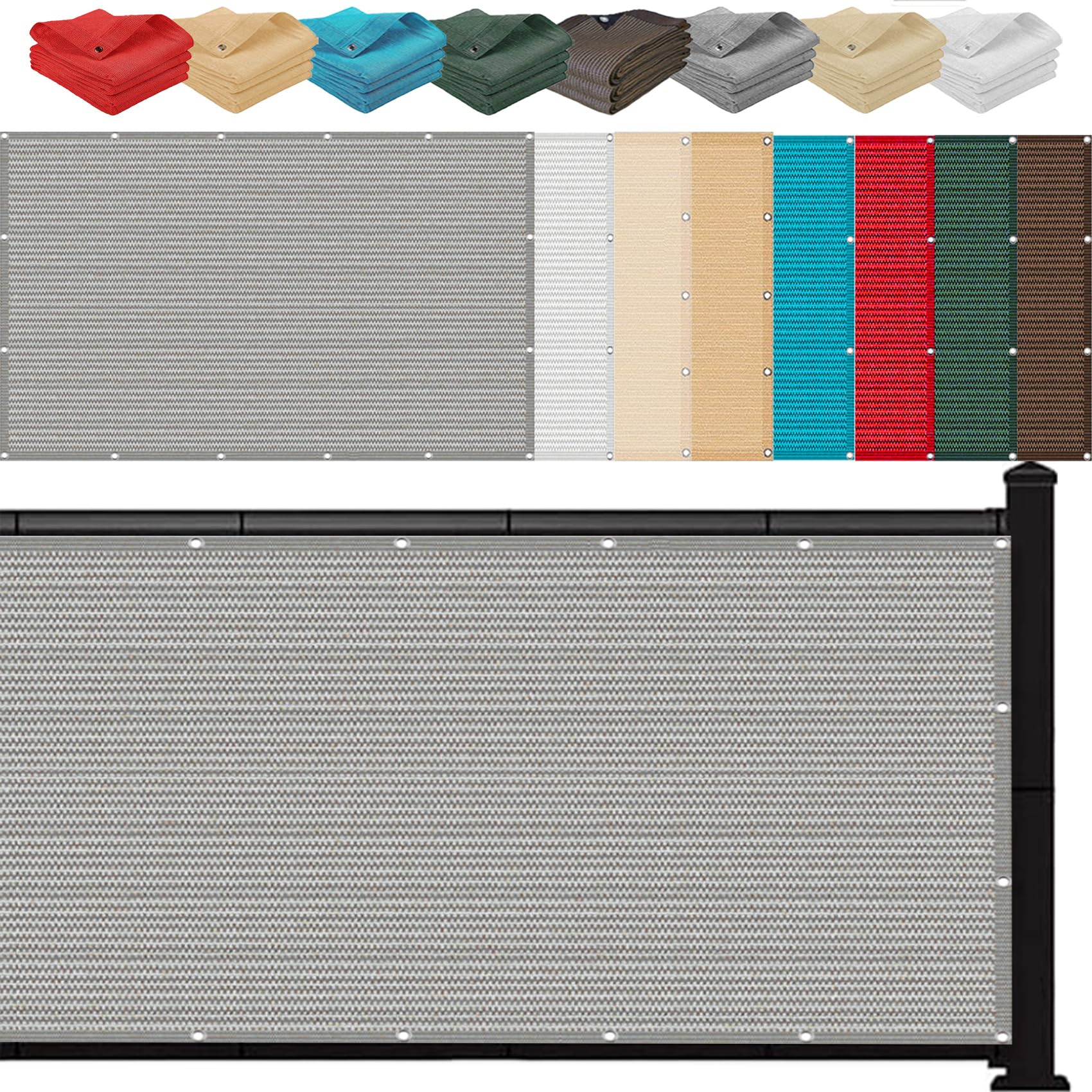 Filet d'ombrage gris clair 120x400 cm pour balcon et terrasse avec attaches