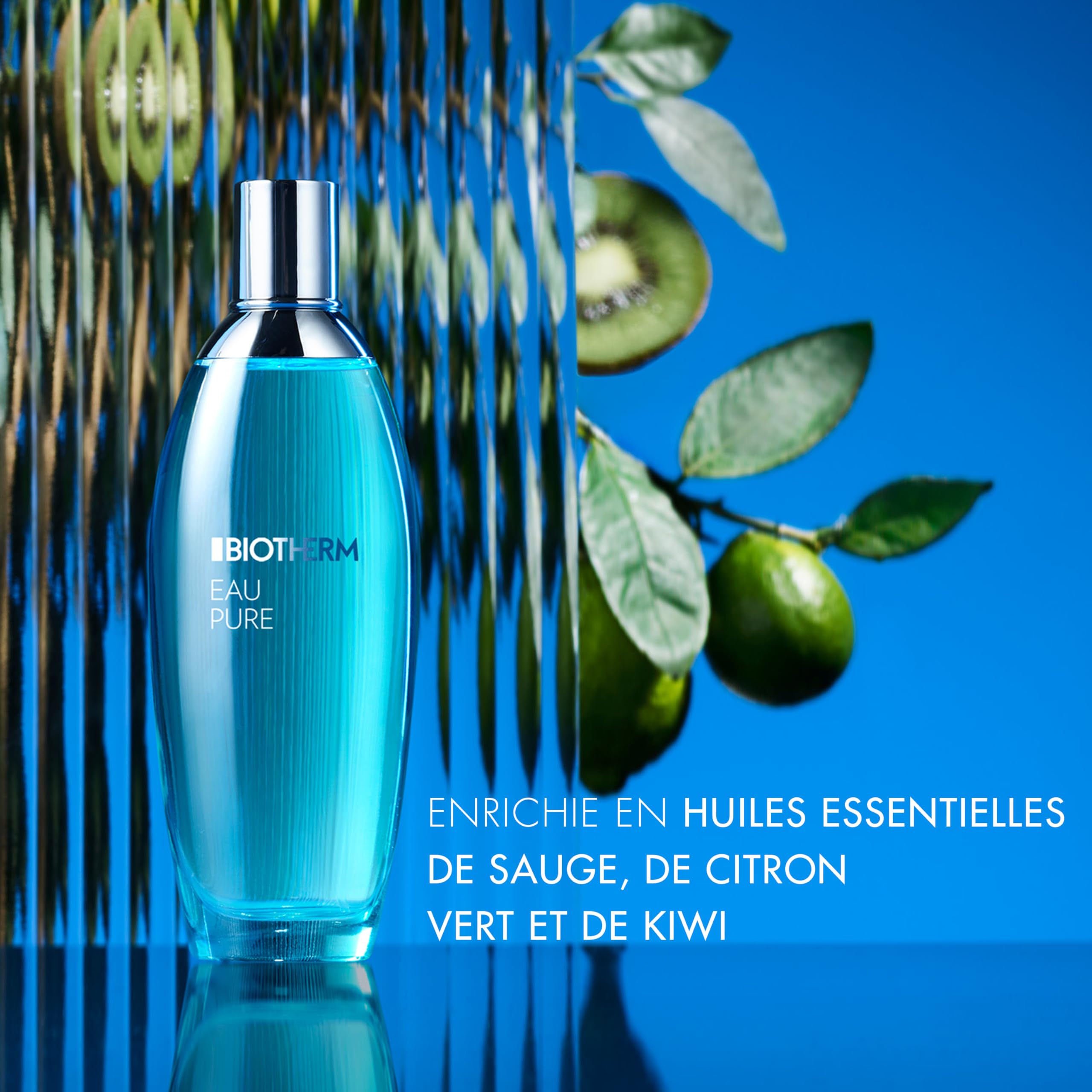 Biotherm, Eau Pure, Eau Parfumée Revitalisante, Parfume & Rafraîchit, Enrichi en Huiles Essentielles de Sauge, Citron Vert & Kiwi, Pour Tous Types de Peau, 100 ml