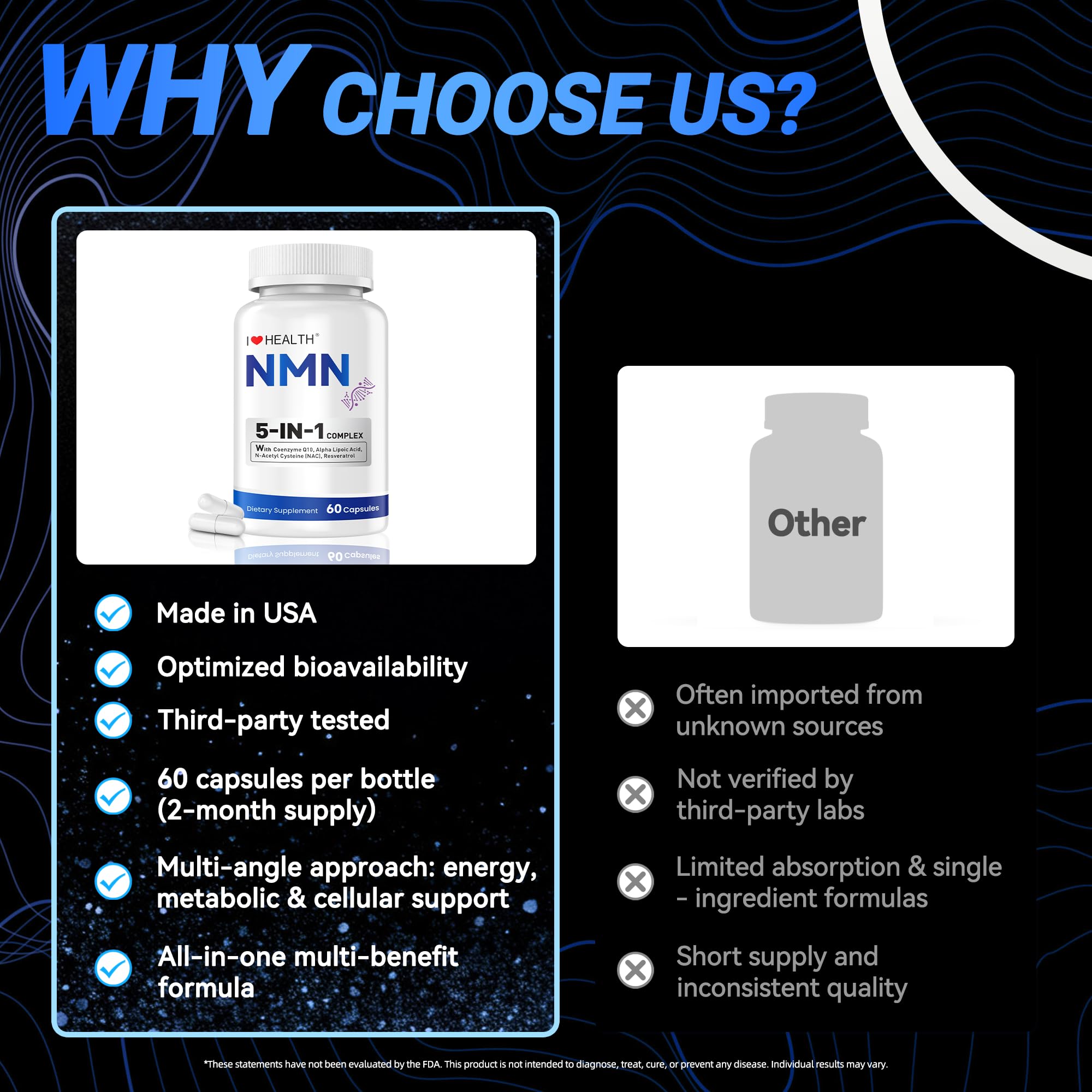 Amazon.com: I LOVE HEALTH NMN Supplement, 5-in-1 Complex with NAC