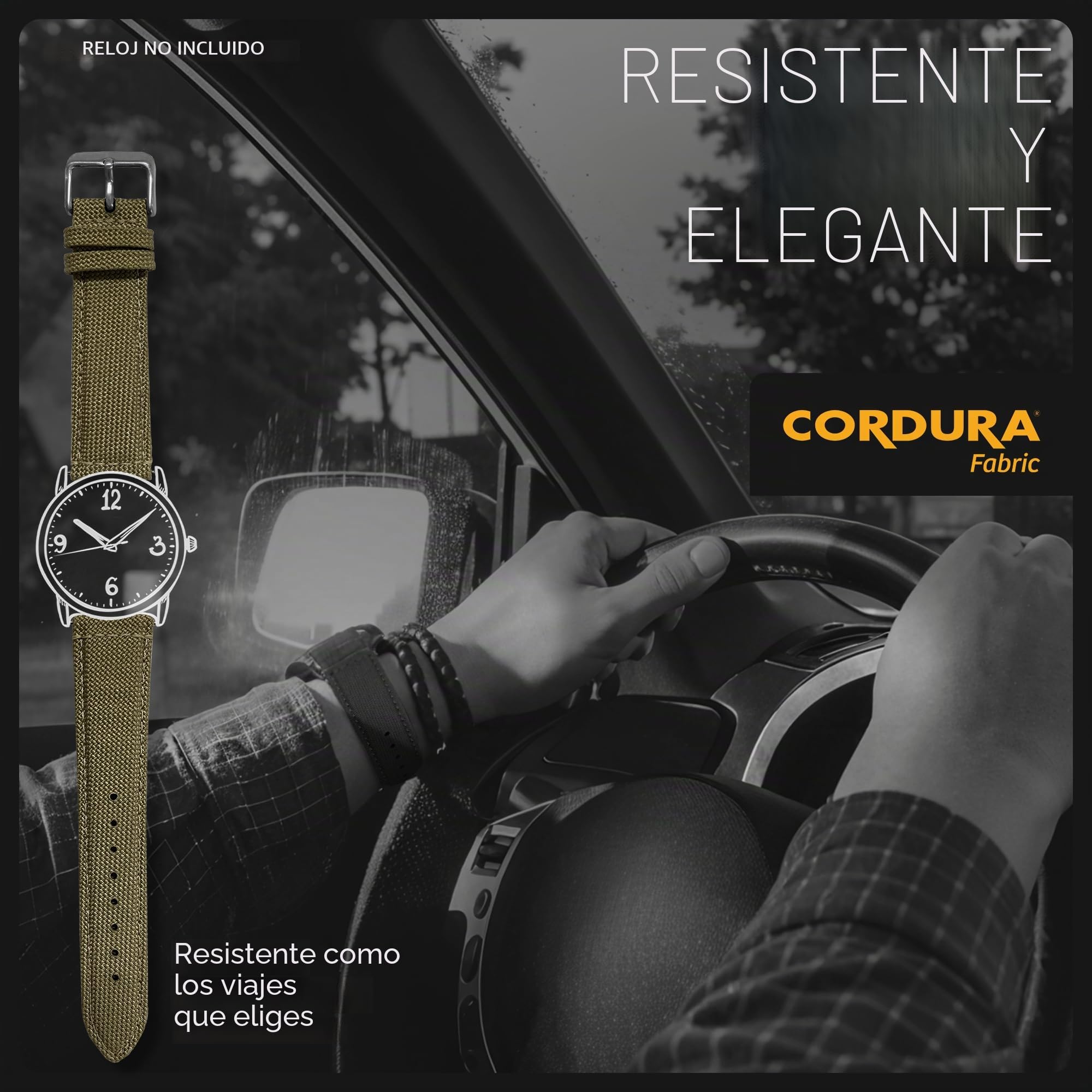 Alpine Cordura - Correa de repuesto de liberación rápida para reloj, correa de tela y cuero con forro trasero resistente al agua, para mujeres y hombres, compatible con correas de reloj analógicos e