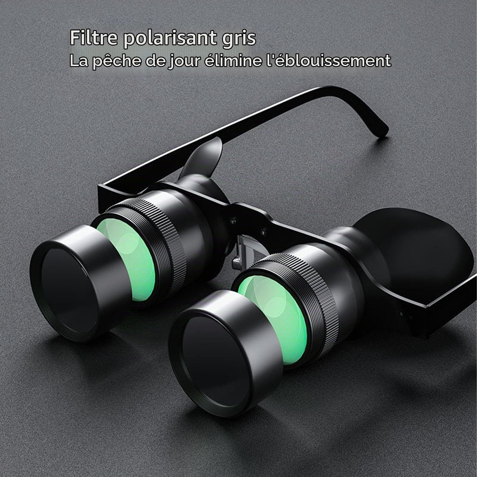 Lunettes Mini Jumelles Zoom 10X avec Lentille Polarisée Mains Libres Réglable Lunettes de Télescope Optique HD pour l'observation des Oiseaux de Pêche