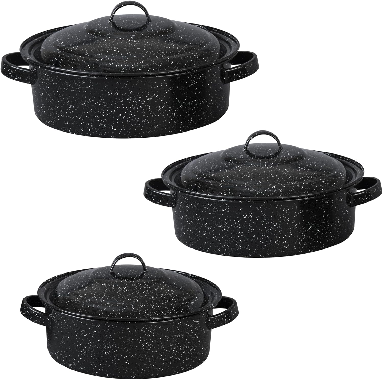 Granite Ware 6-Piece Enameled Steel Casserole Set with Lids, 3/5/6 Qt, Oven Safe to 935°F