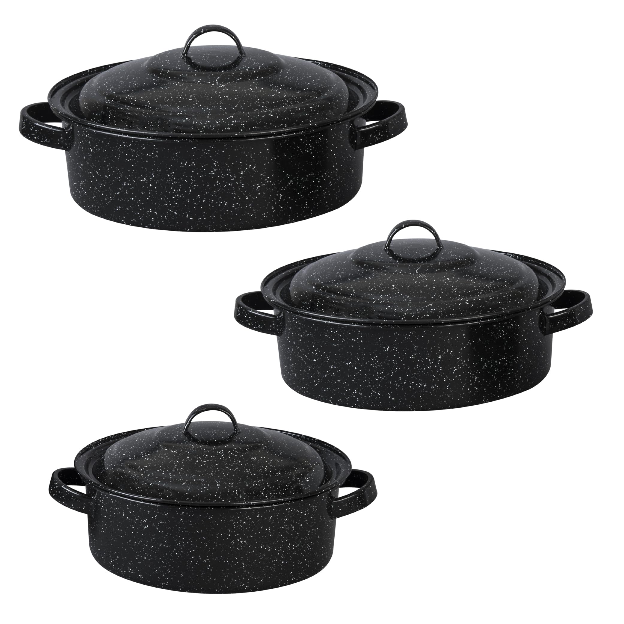 Cocottes en acier émaillé Granite Ware avec couvercles de 3 5 6 litres lot de 6