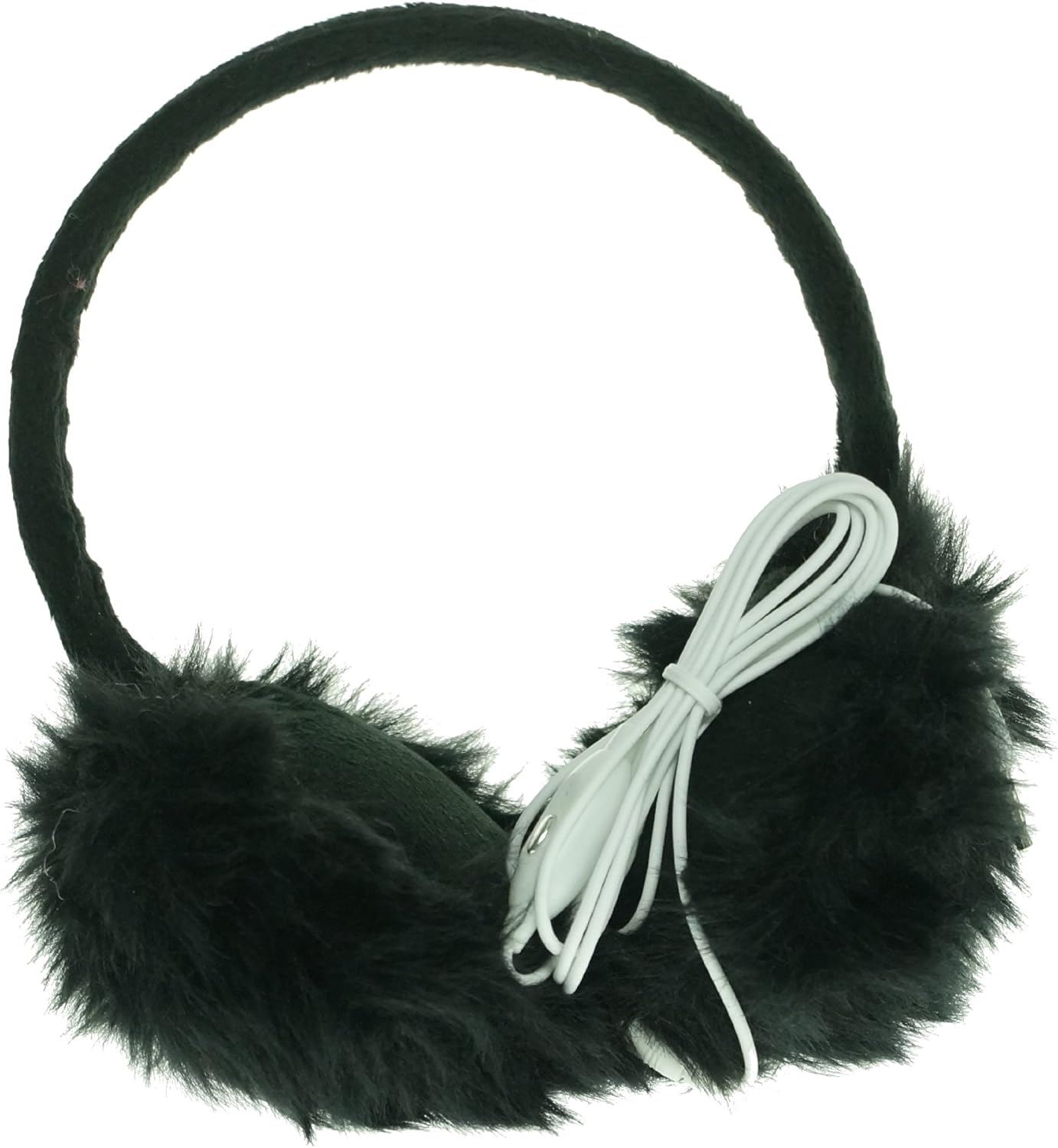 Sporto Black Faux Fur Ear Muff Headphones Headset for