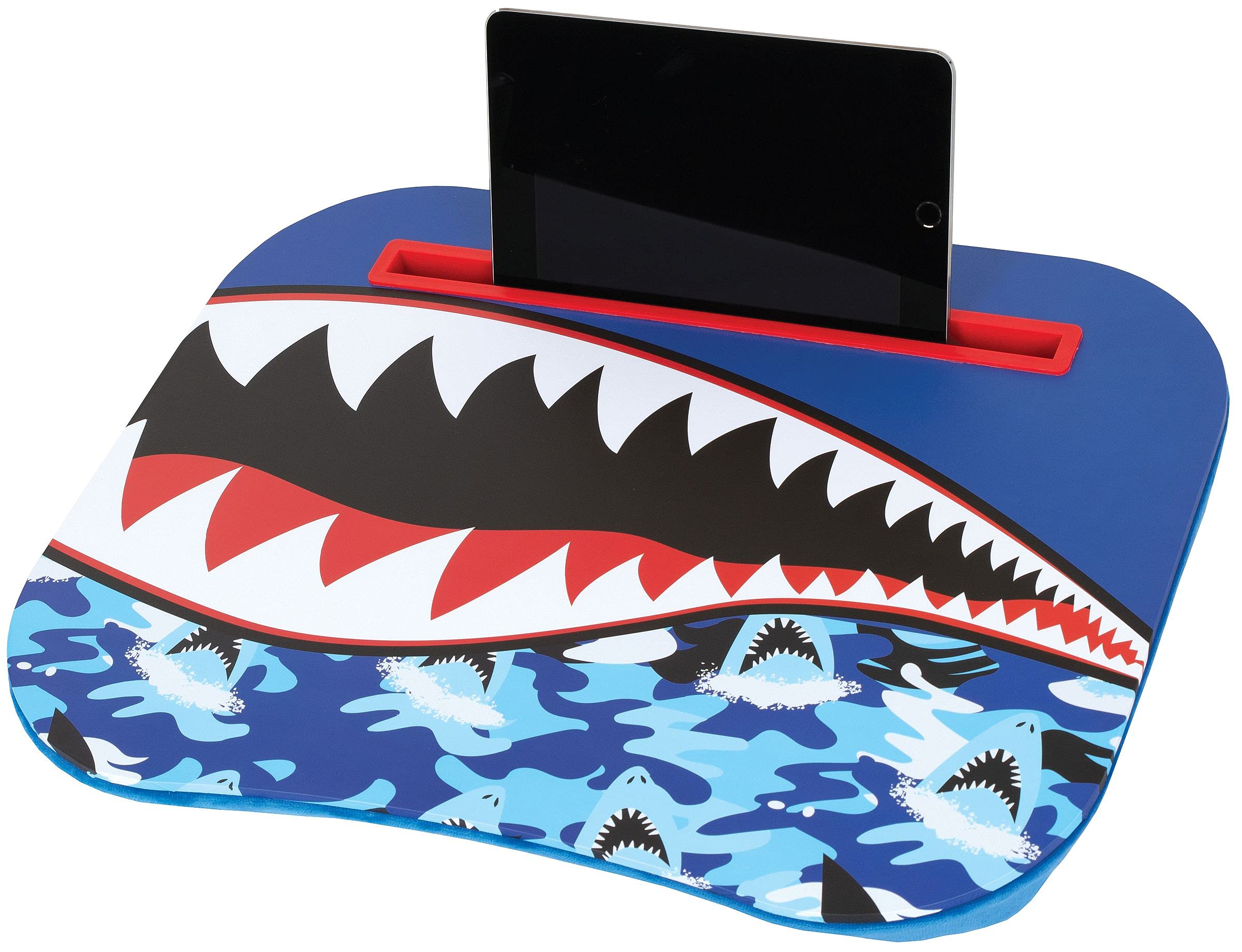 iscream 17.25" x 13.25" Laminate Top Microbead Filled Lap Desk with Tablet Channel Shark Attack!