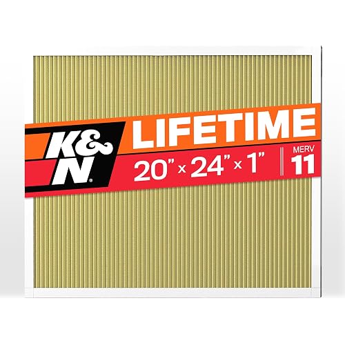 K&N 20x24x1 HVAC Furnace Air Filter, Lasts a Lifetime, Washable, Merv 11, the Last HVAC Filter You Will Ever Buy, Breathe Safely at Home or in the Office , HVC-12024,1 Count (Pack of 1)
