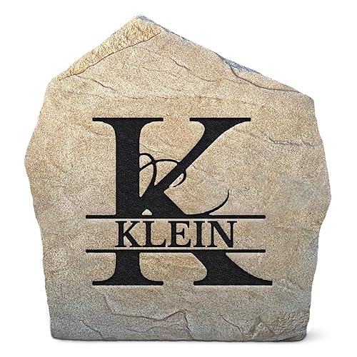 Personalized Fancy Monogram Name Landscaping Stone - Engraved Stone - Sandstone Color - 15 W x 15 H