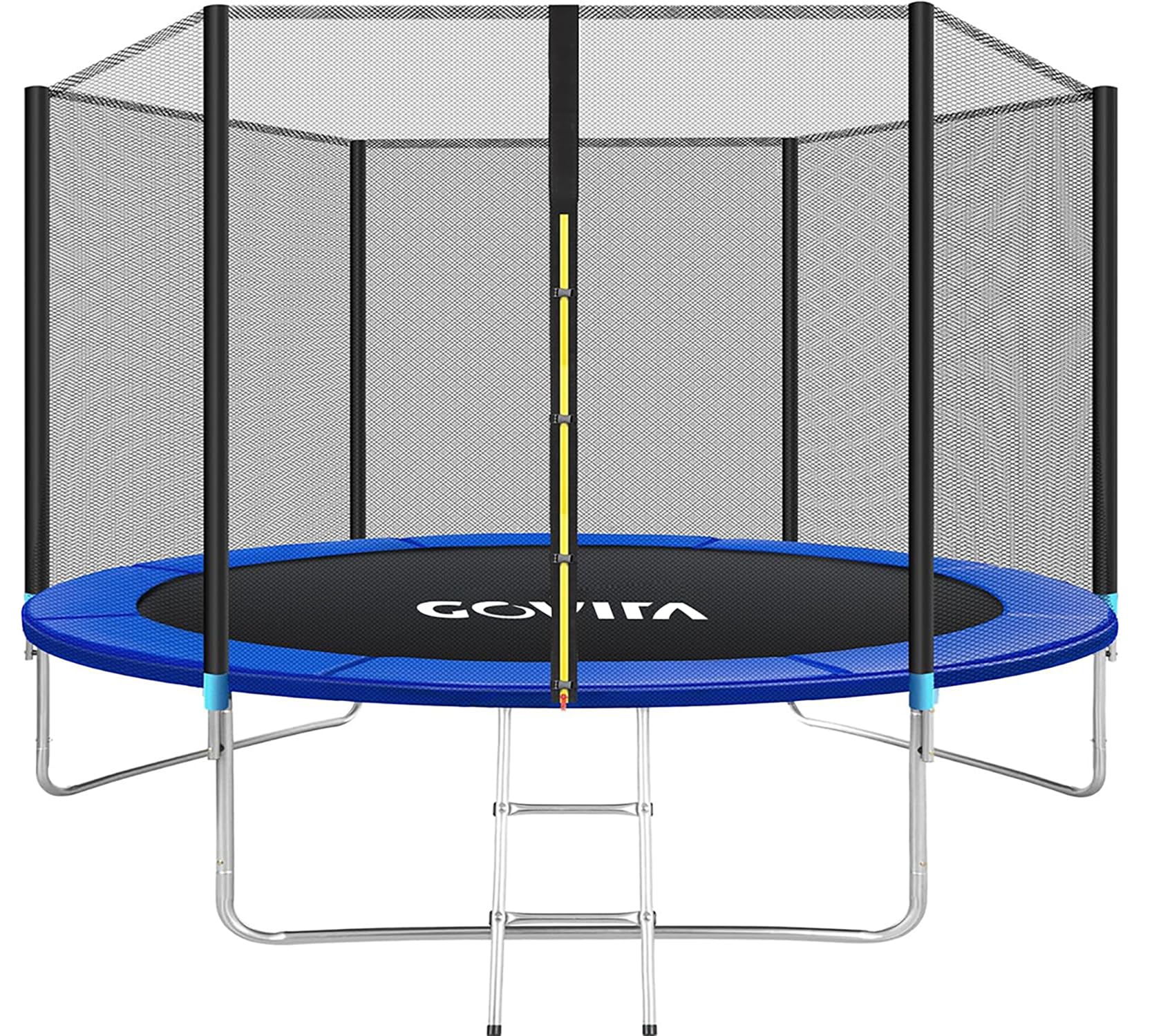 GOVITA - Trampolino Elastico Da Giardino Tappeto Elastico Esterno Sport Con Rete Di Sicurezza E Scaletta - Certificato CE